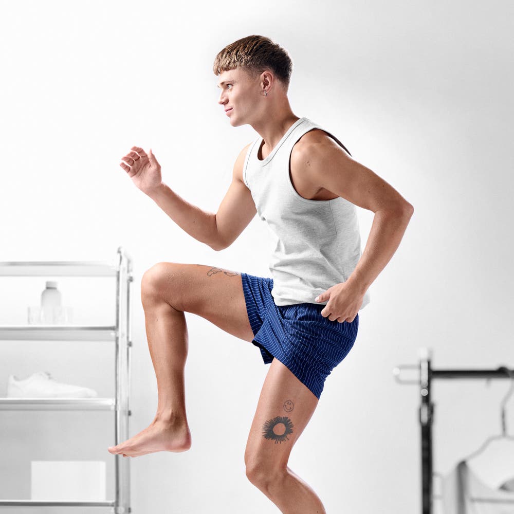 hover: AirFeel | Striped Navy Blue Loose-fit Encased Cotton Boxers hover: AirFeel | Striped Navy Blue Loose-fit Encased Cotton Boxers