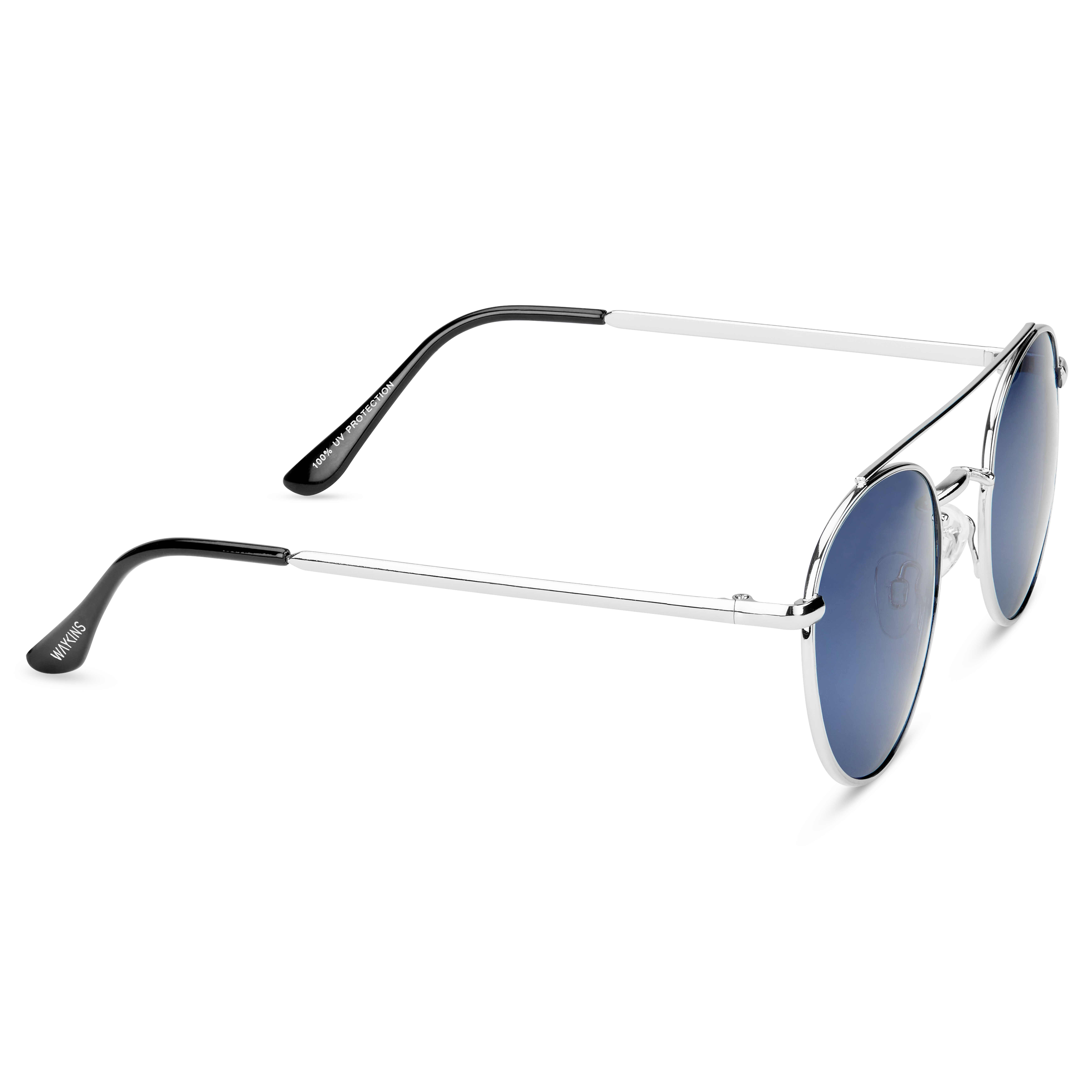 Lunettes de soleil aviateur rondes argentées et bleues Ambit - 5