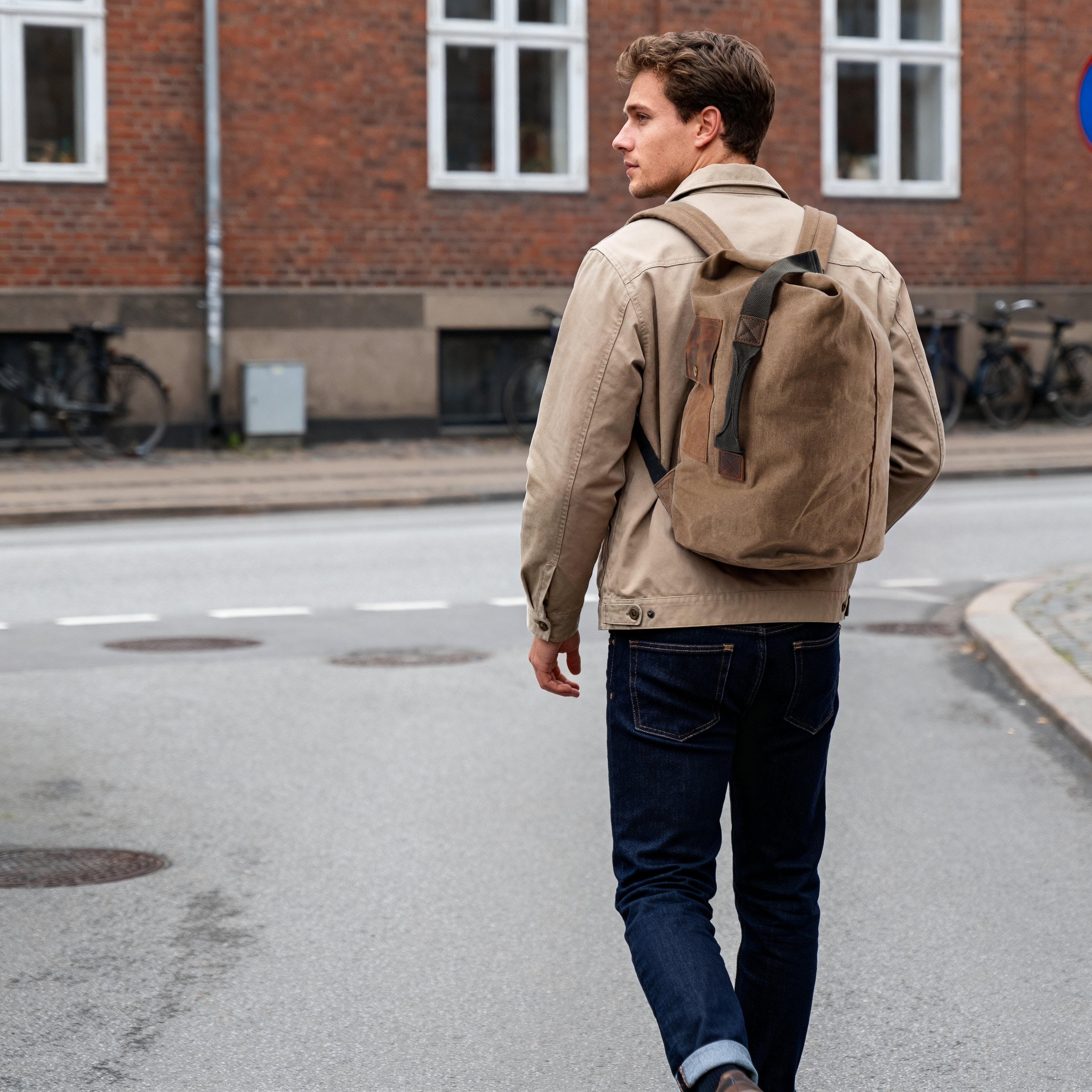 Sac à dos en toile de style vintage marron - 3