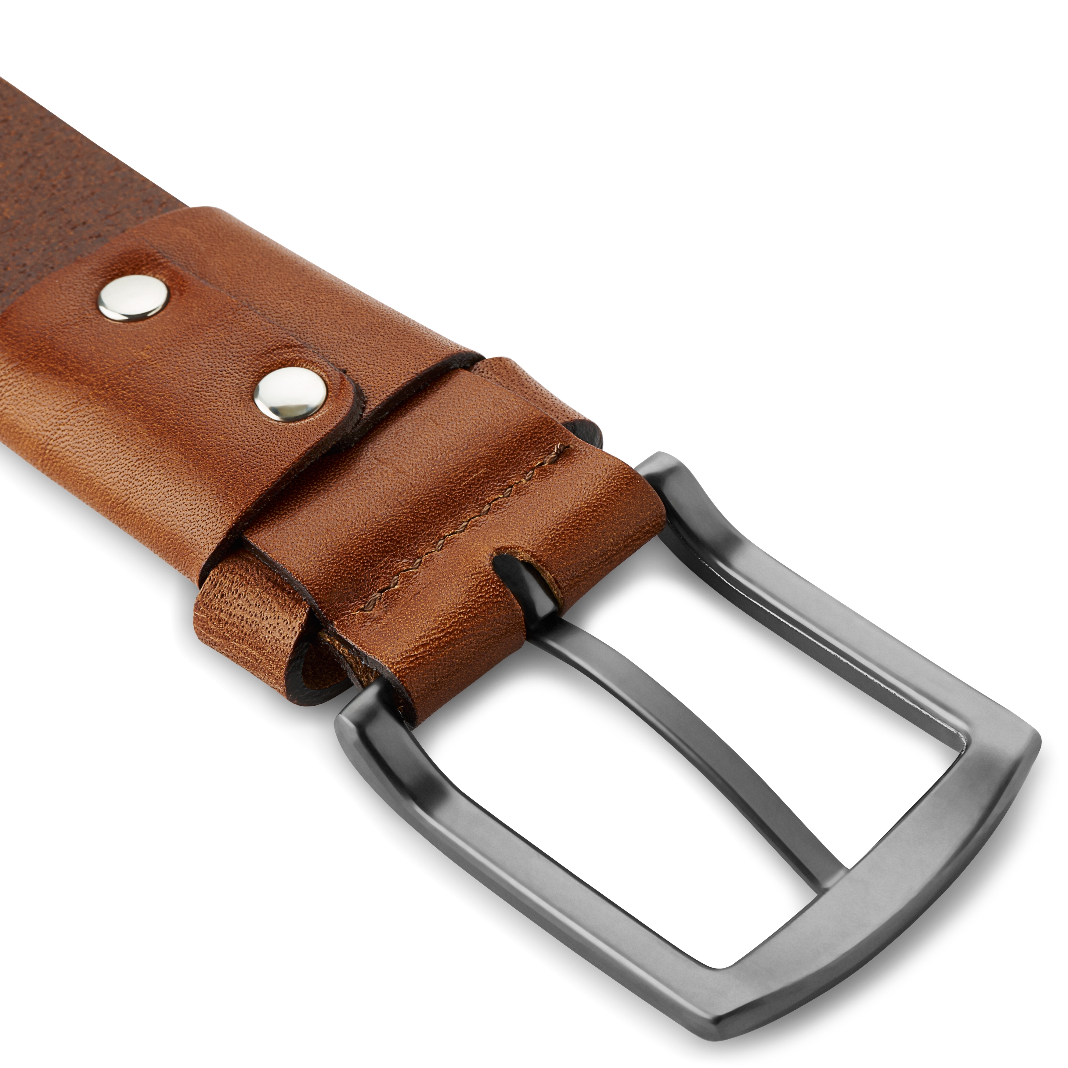 Cognac Full-Grain Læder Elastik Bælte - 4