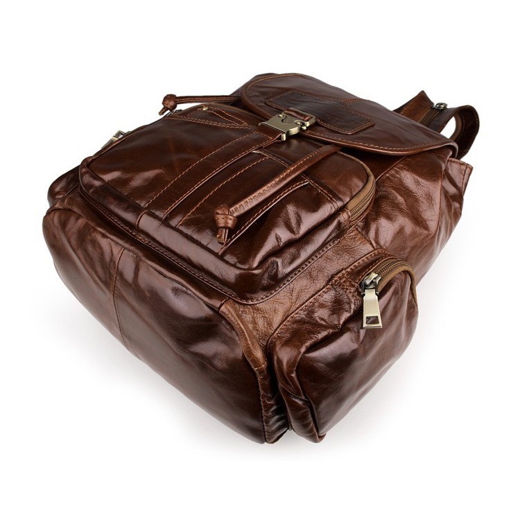 Mångsidig Brun Läderryggsäck - 5