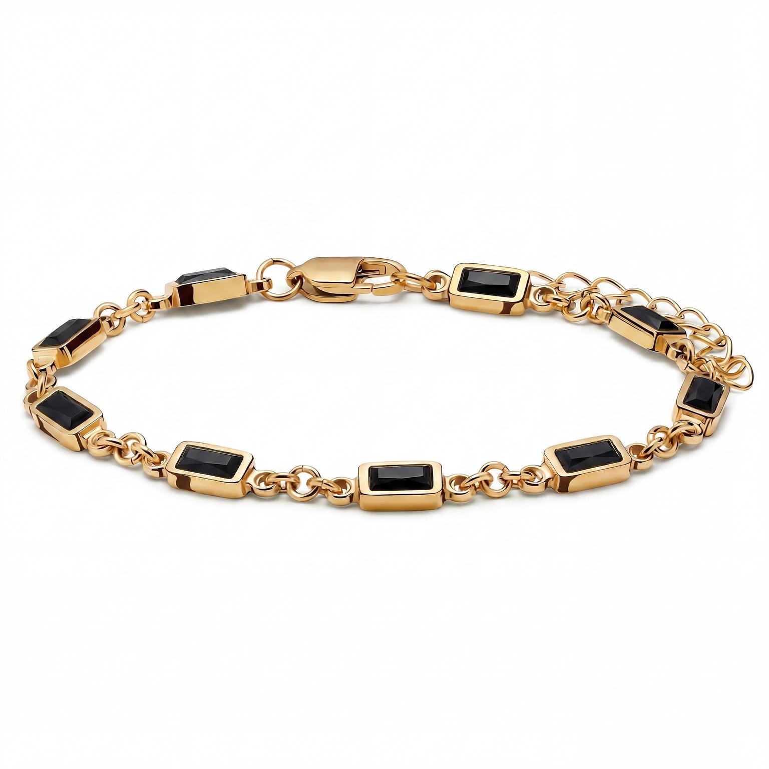 Prism | Svart gulltonet armbånd med krystallglass Prism | Svart gulltonet armbånd med krystallglass