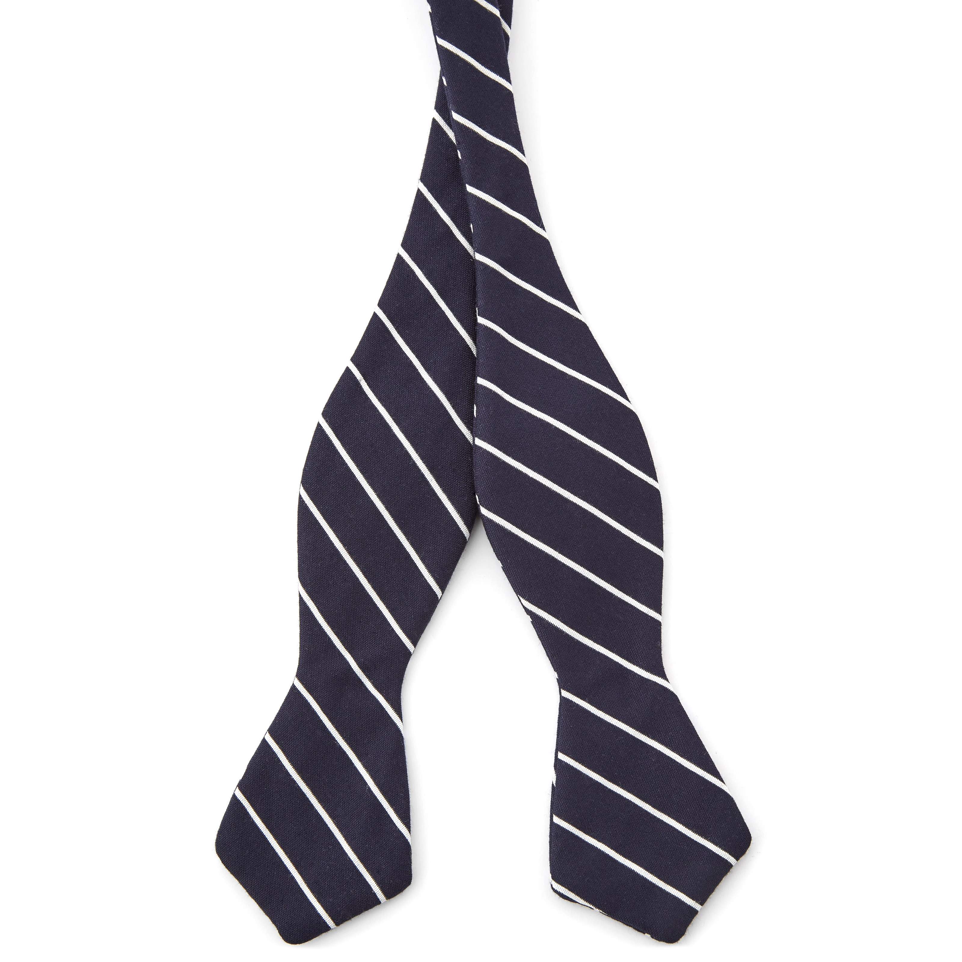 Marineblauwe Gestreepte Zelfbinder Vlinderdas - 1