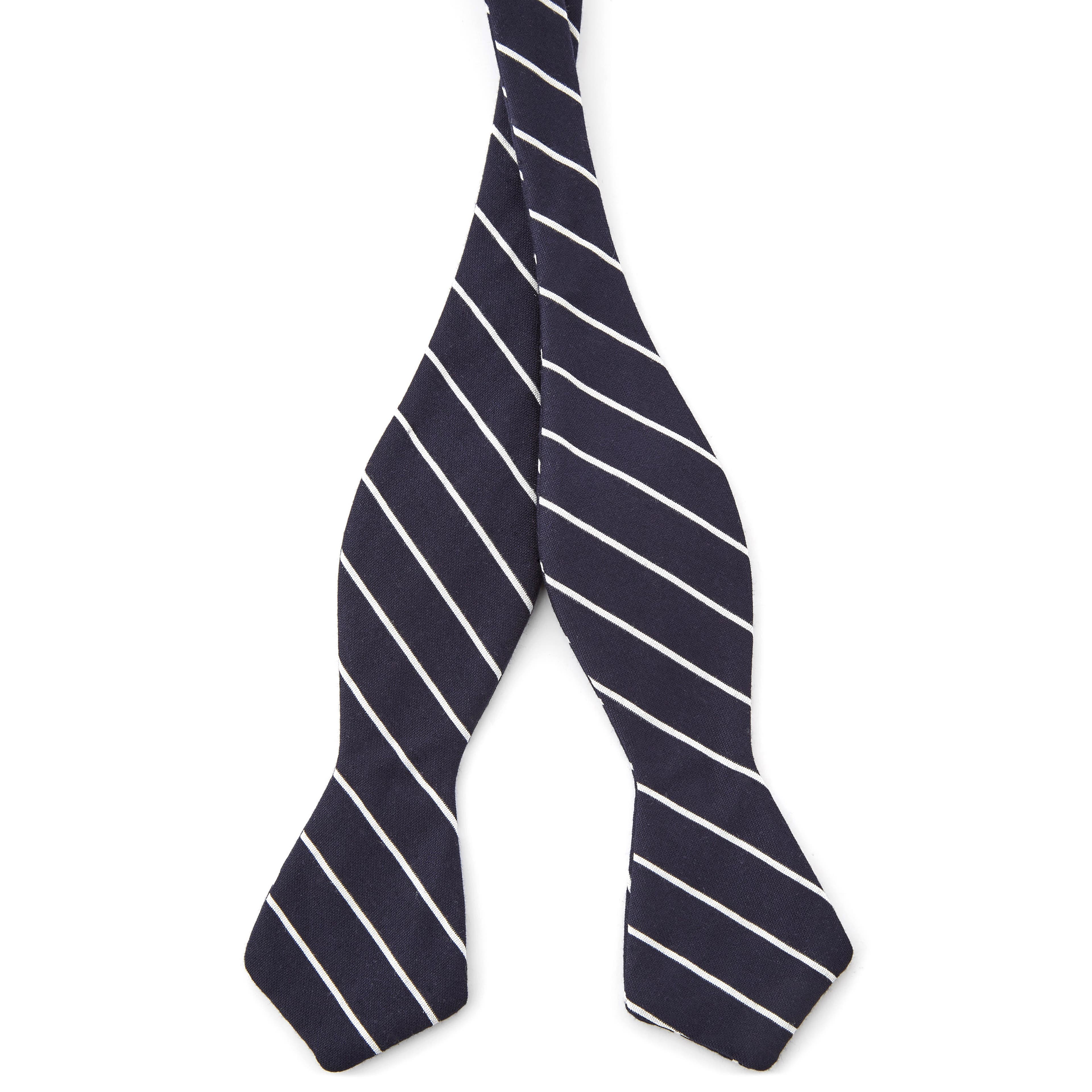 Marine gestreifte Fliege aus Baumwolle zum Selbstbinden - 1