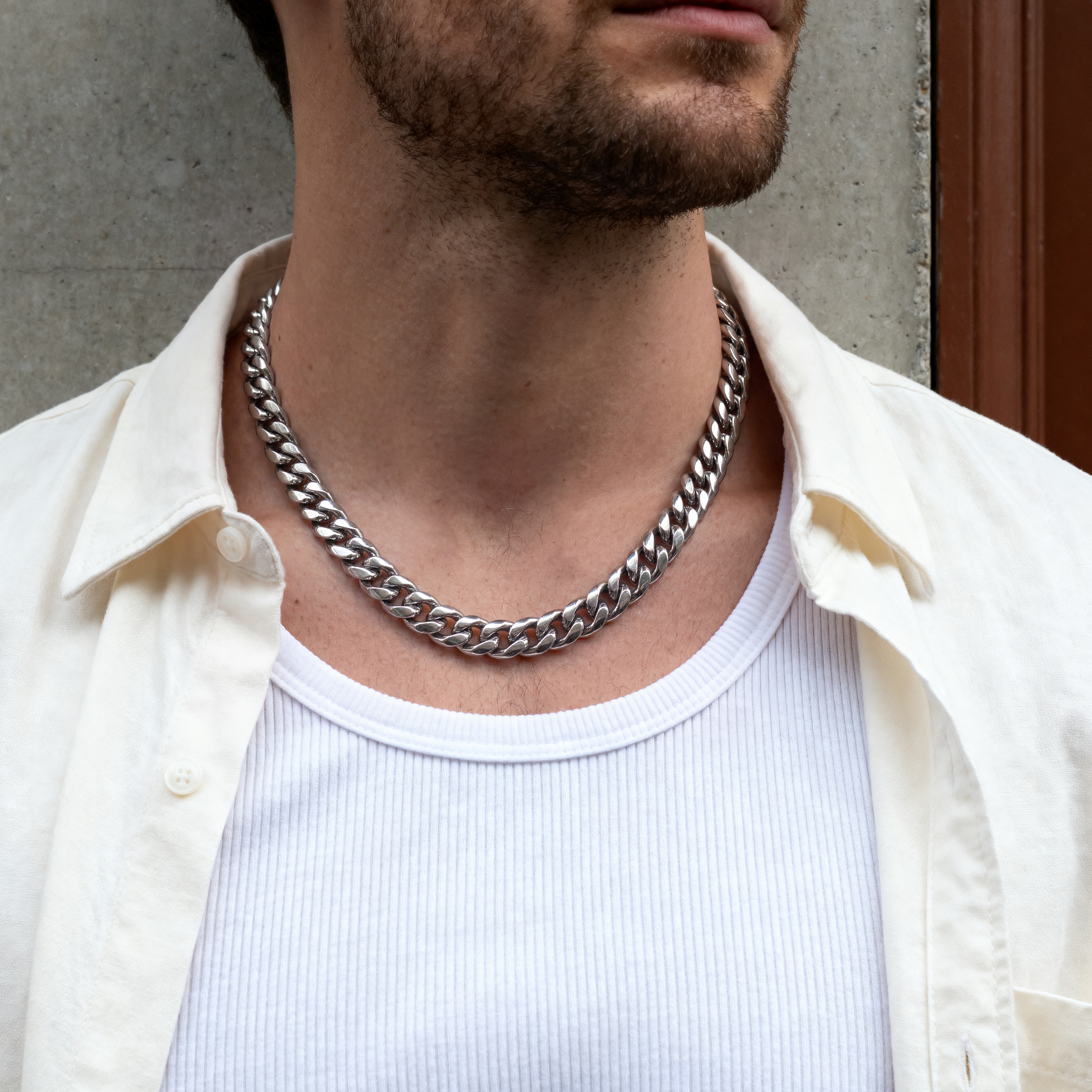 Collier à maillons en en acier argenté 16 mm - 3