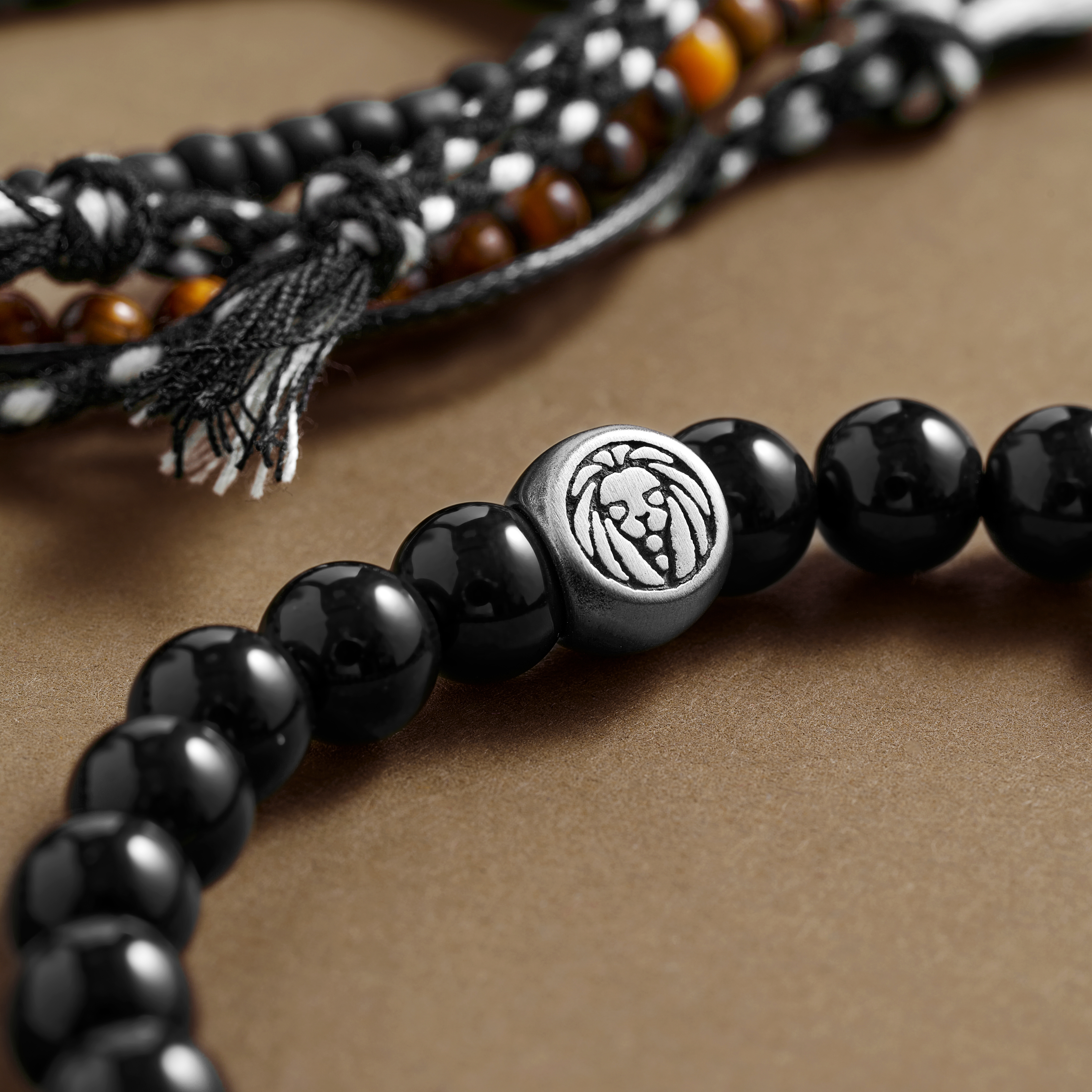 Essential Men's Bracelet Gift Box | Onyx, Tiger's Eye, Leather, & Yarn - 4