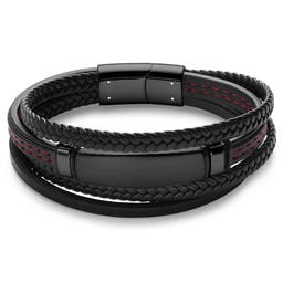 Black and Red Stainless Steel ID Bracelet