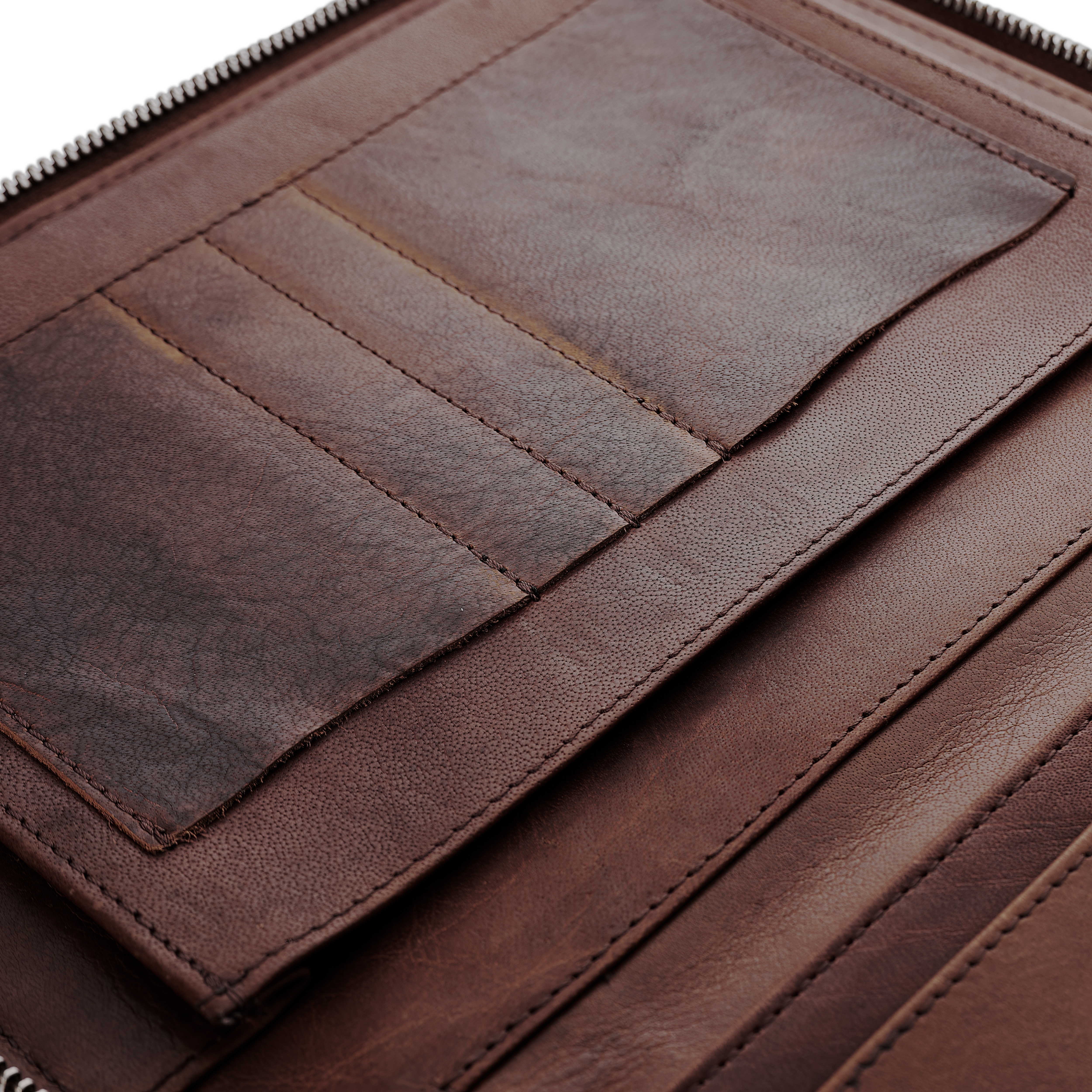 Brown Zippered Refillable Buffalo Leather Notebook & Journal Cover - 5