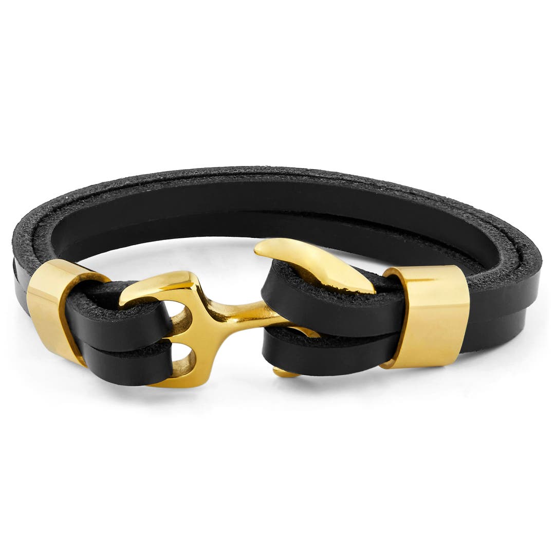 Black & Gold-Tone Anchor Clasp Bracelet | In stock! | Fort Tempus