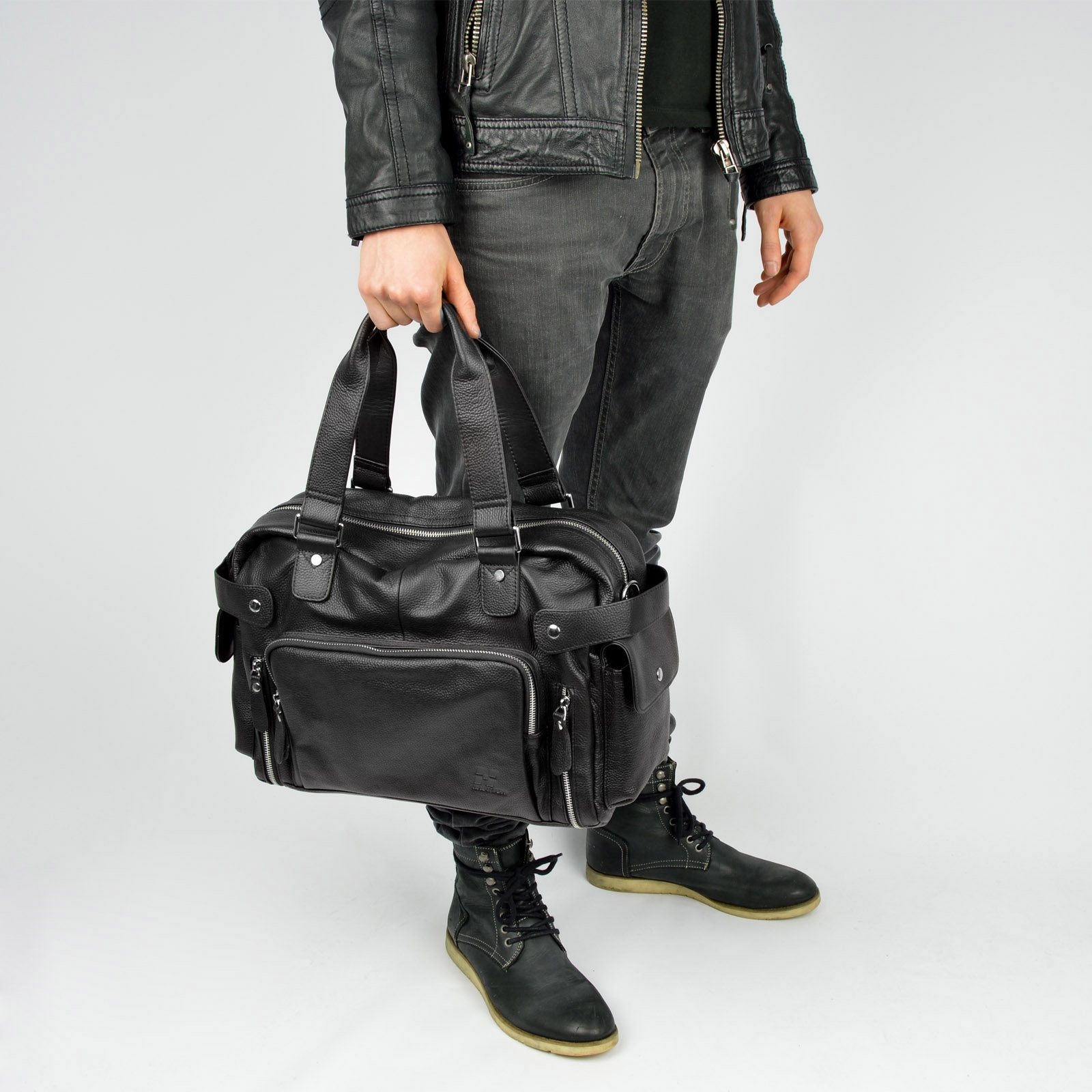 Ekskluzywna czarna torba ze skóry VT - 2