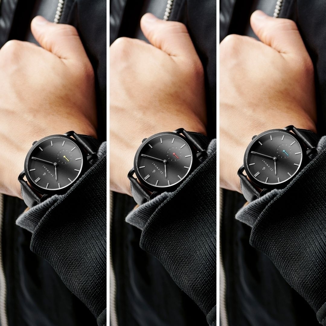 Montre minimaliste Aether Iusef noire et bleue - 6