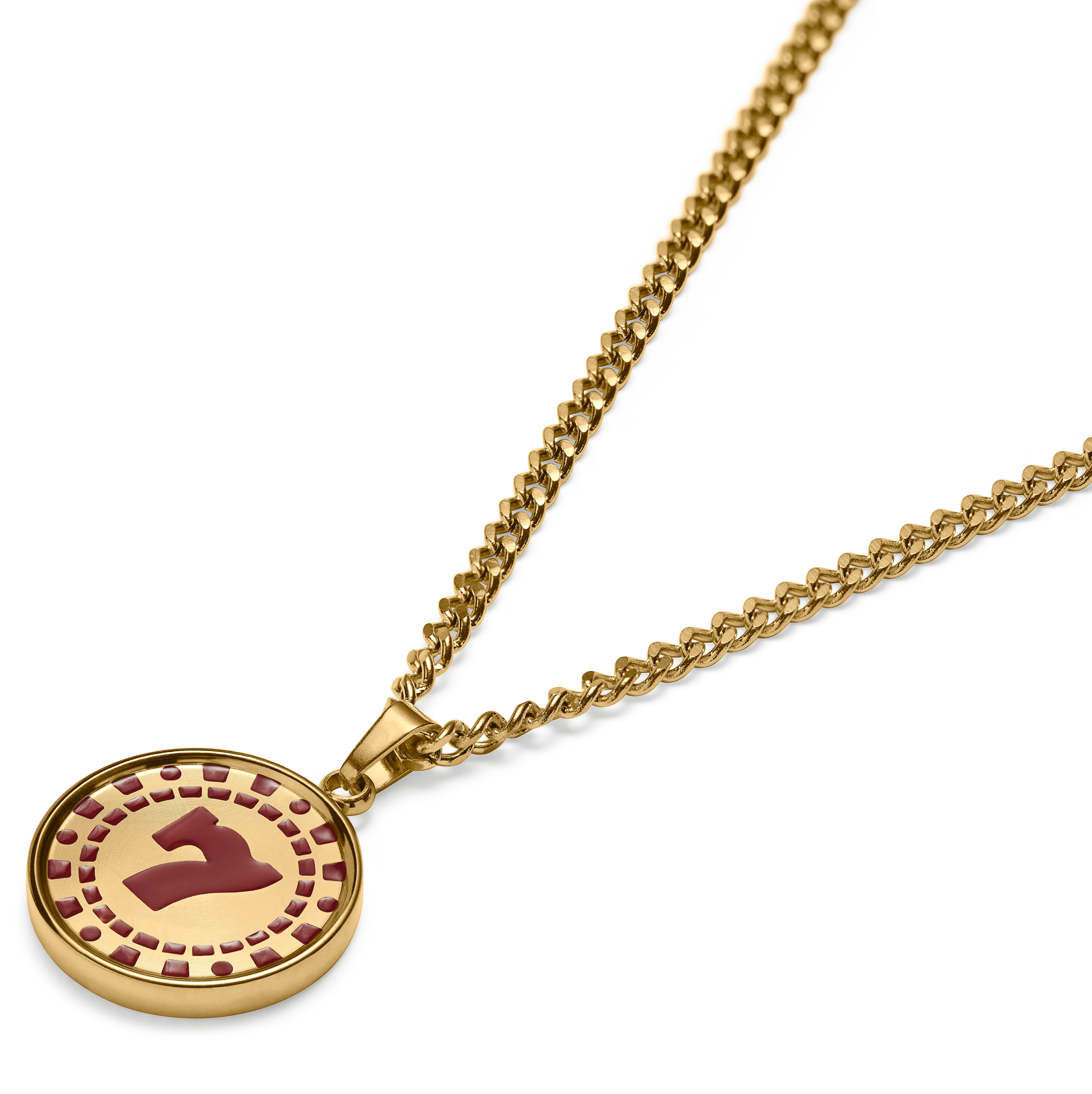 Ace | Gold-tone 7 Poker Chip Pendant Necklace - 5