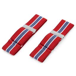 Red, White and Blue Stitched Pattern Sleeve Garters - 1 - primary thumbnail small_image gallery