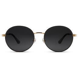 Occasus | Okrągłe złocisto-szare polaryzacyjne okulary przeciwsłoneczne
