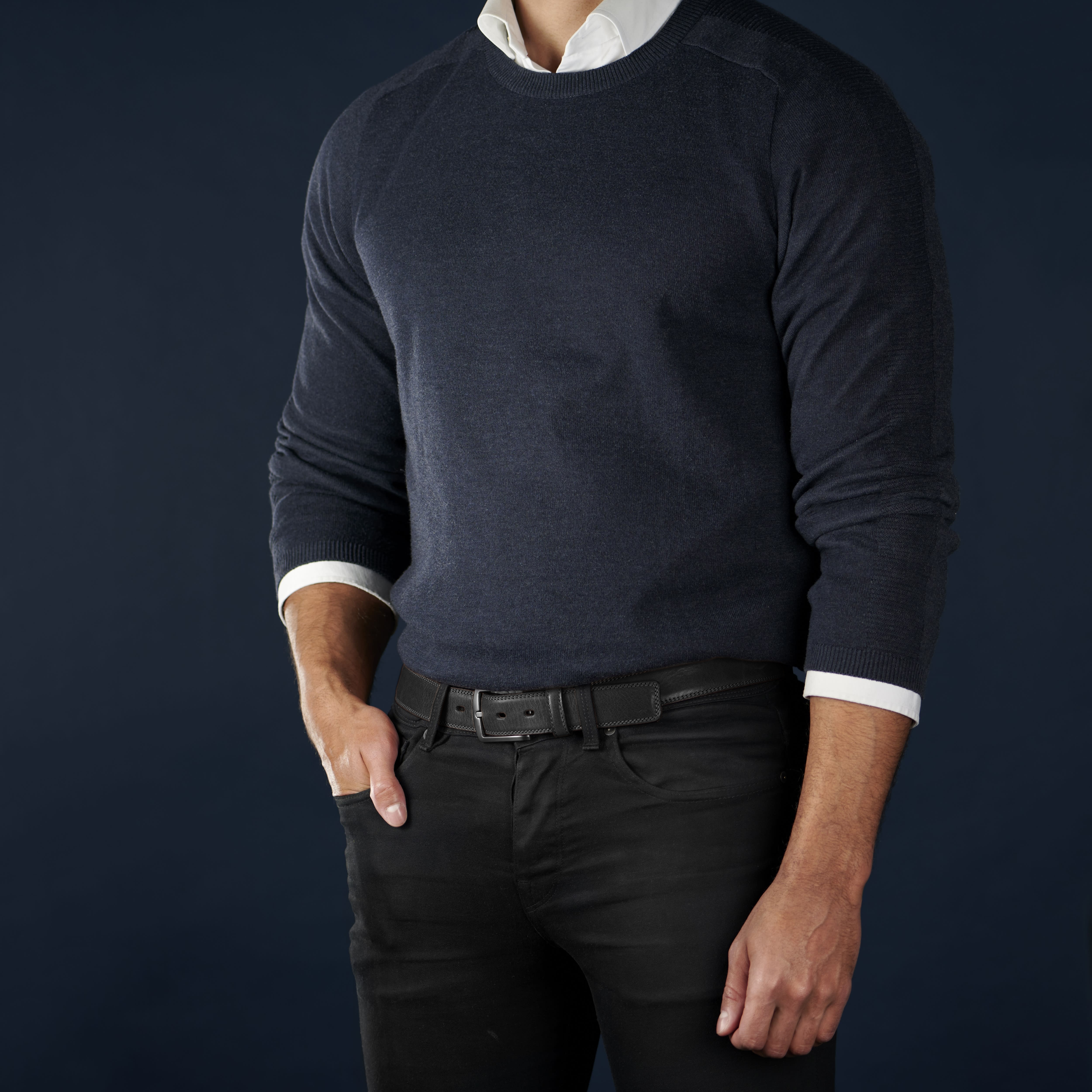 Cintura classica in pelle nera e fibbia color argento - 3