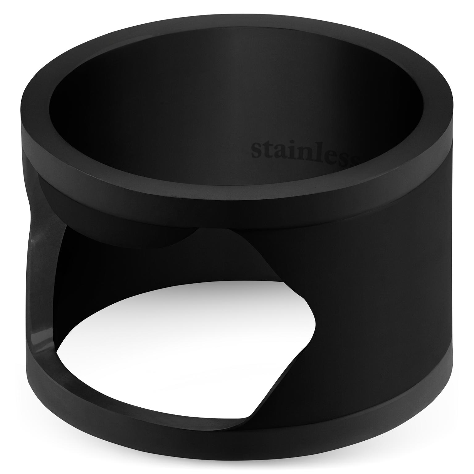Anillo de acero con abrebotellas negro Anillo de acero con abrebotellas negro