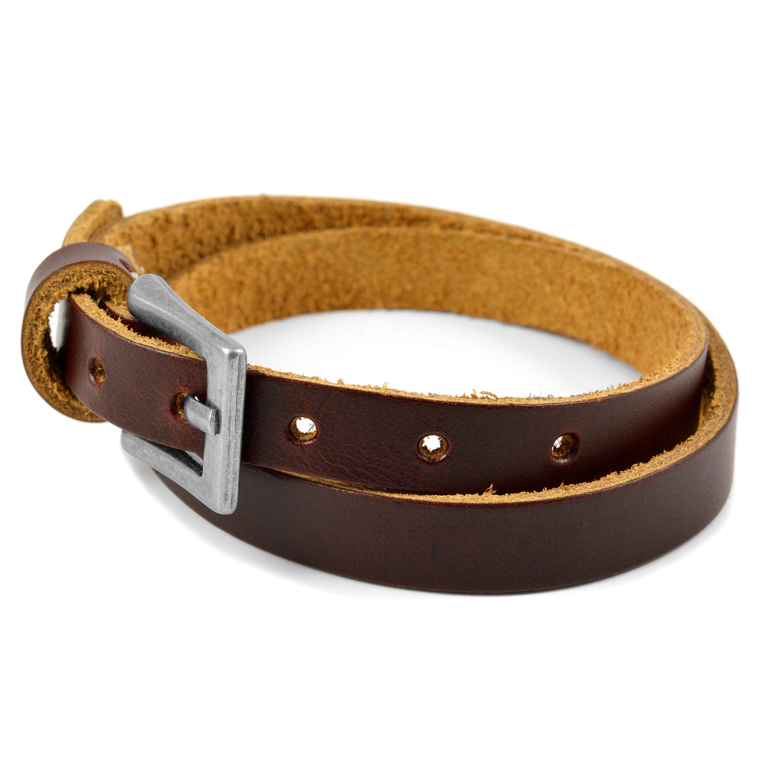 Bruine Verstelbare Lederen Armband - 3