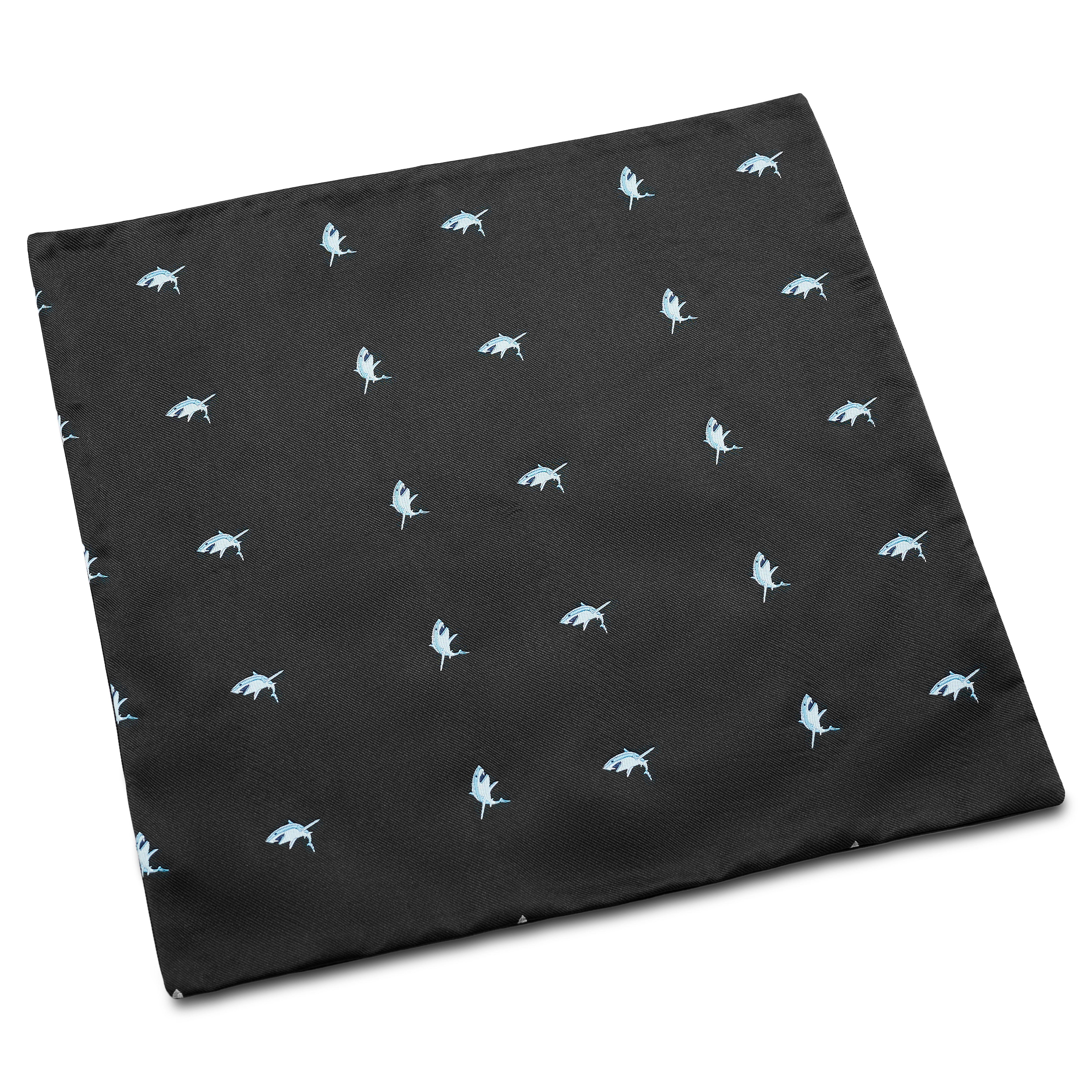 Black Double-Sided Pocket Square with Sharks - 3