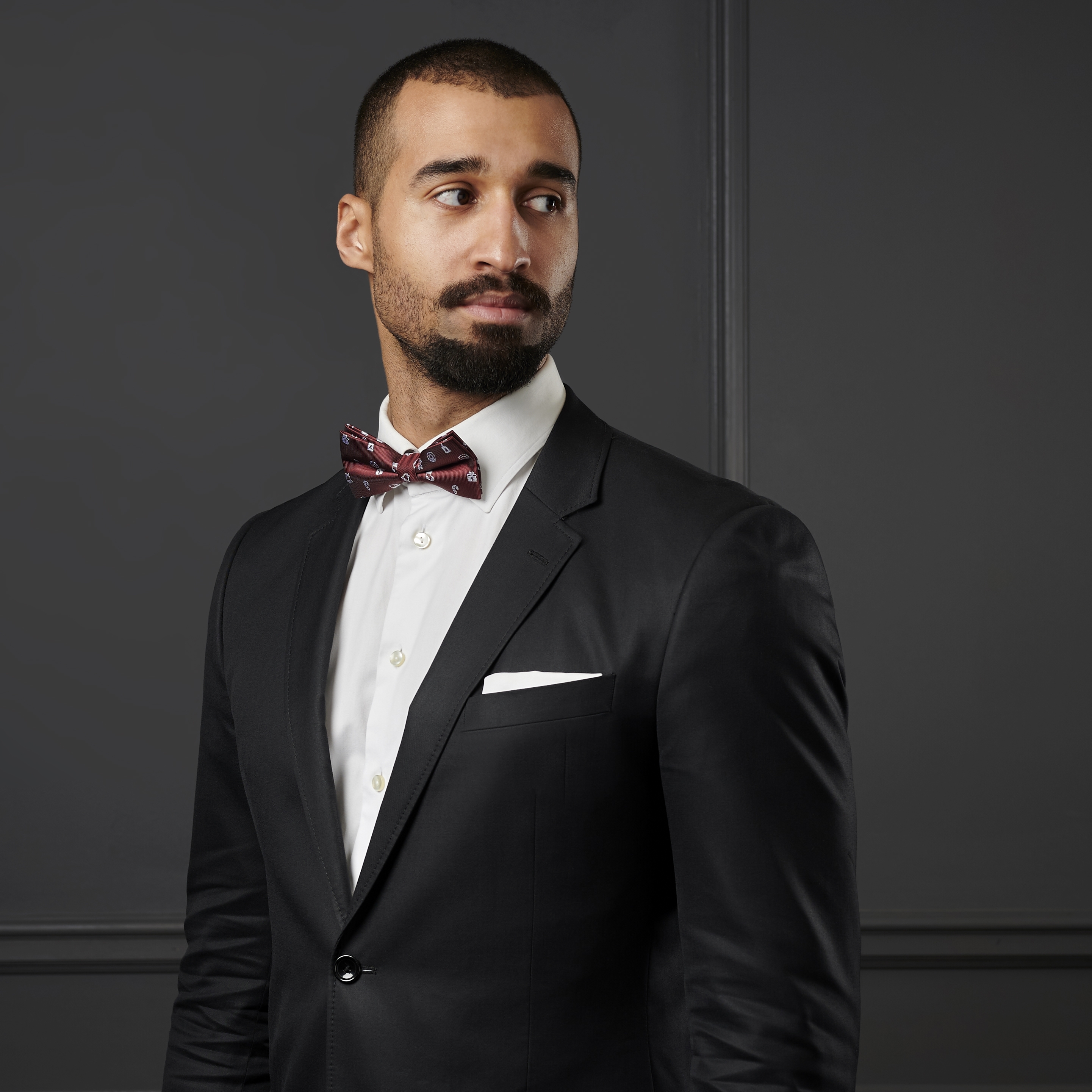 Bordeauxrode & Witte Kerstvlinderdas - 6