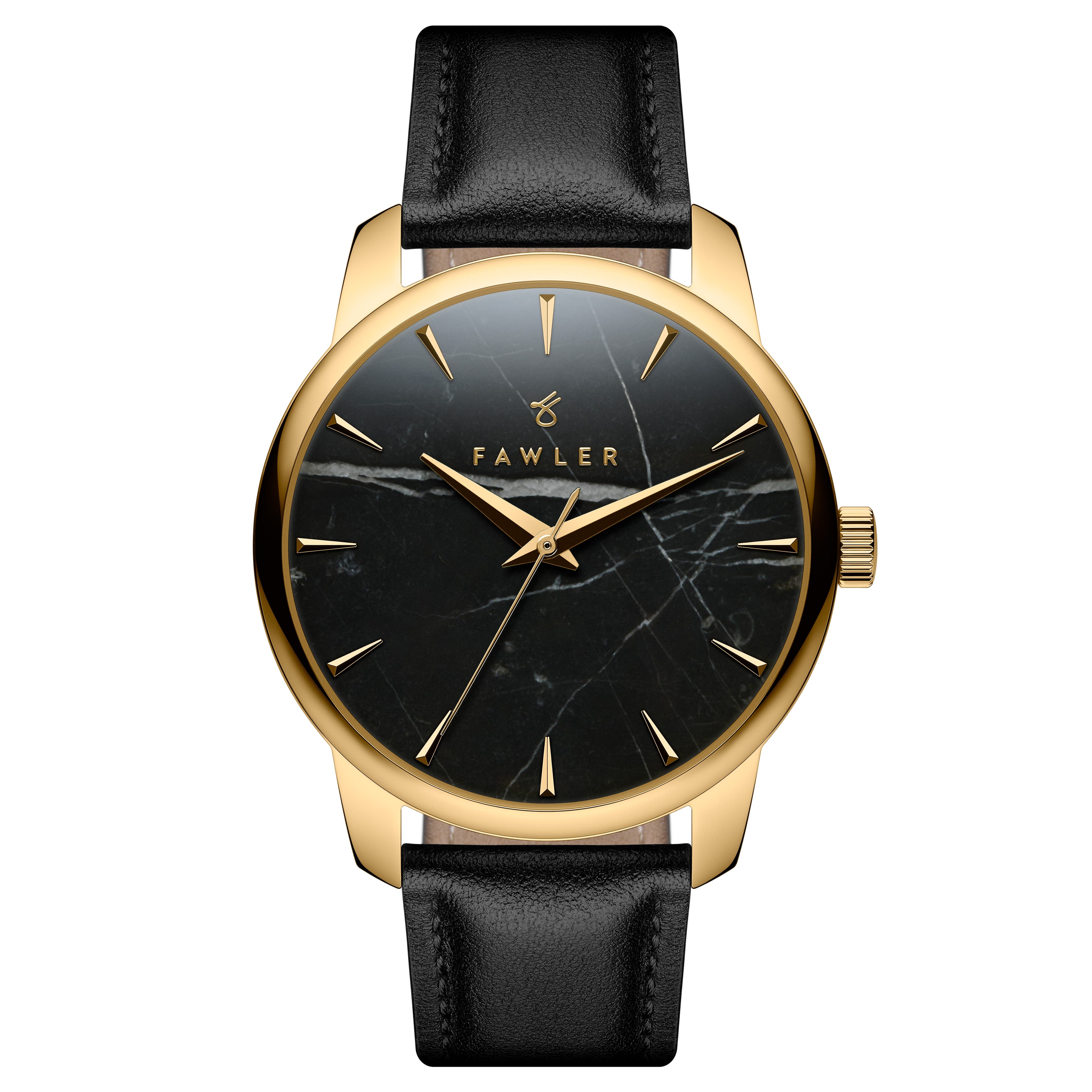 Beleza, Gold-tone Stainless Steel Black Marble Watch