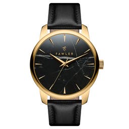 Beleza | Goldfarbene Uhr aus Edelstahl mit schwarzem Marmor