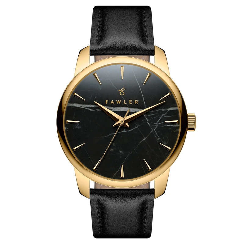 Patriarch | Gold-Tone Dress Watch With Black Dial & Black Leather Strap for Men - Wrist watches Patriarch | Gold-Tone Dress Watch With Black Dial & Black Leather Strap for Men - Wrist watches