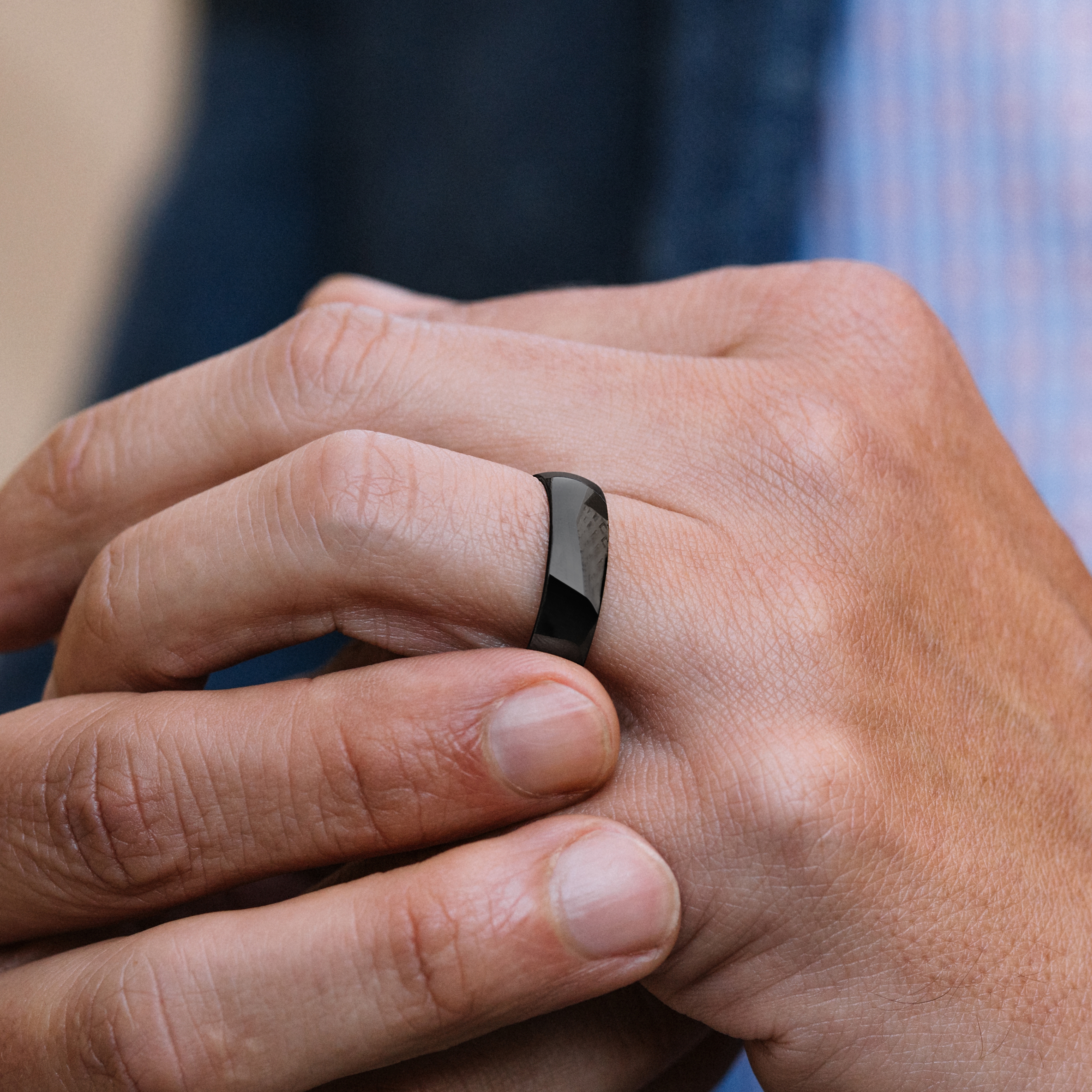 Einfacher Schwarzer Edelstahlring - 3