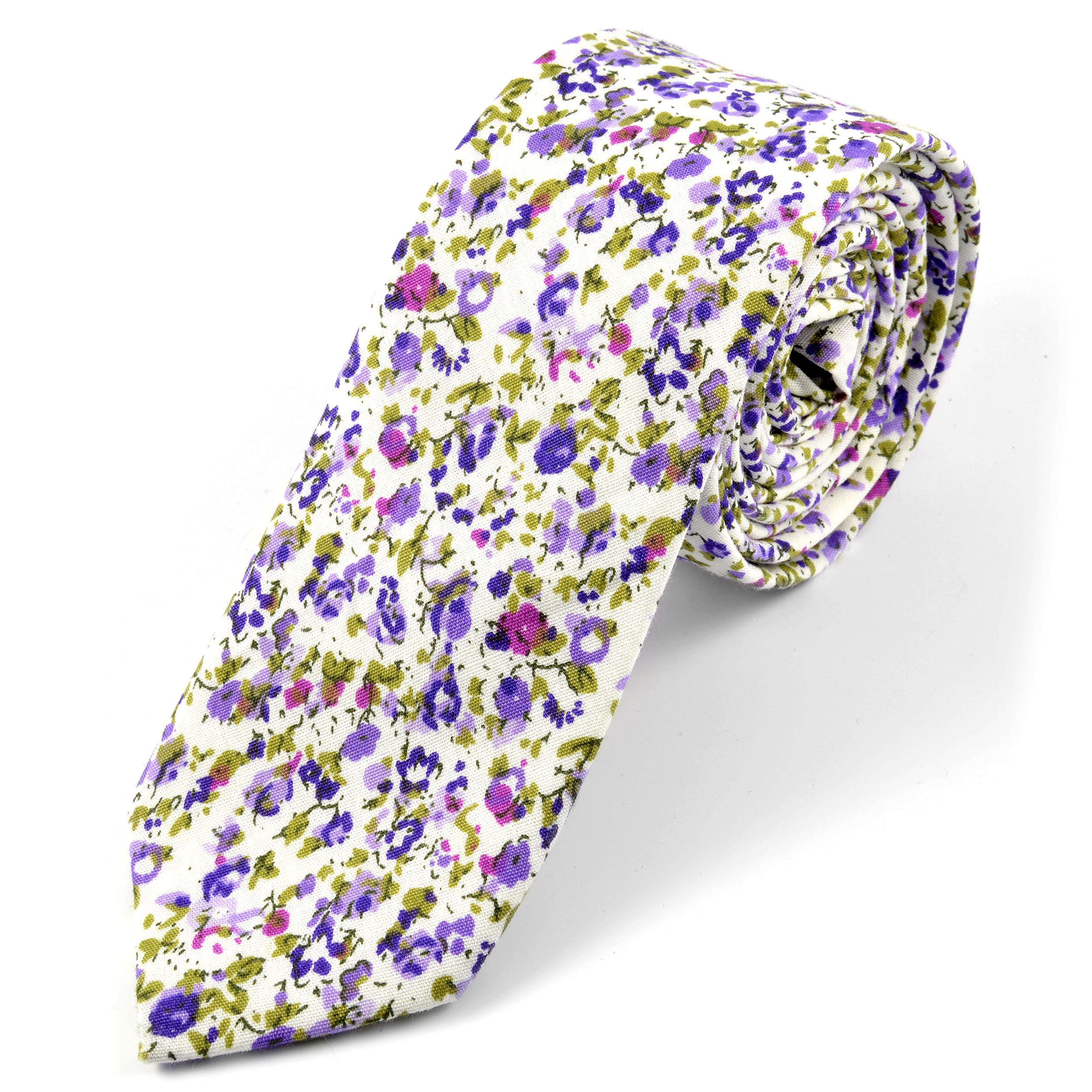 Purple Flowers Cotton Tie