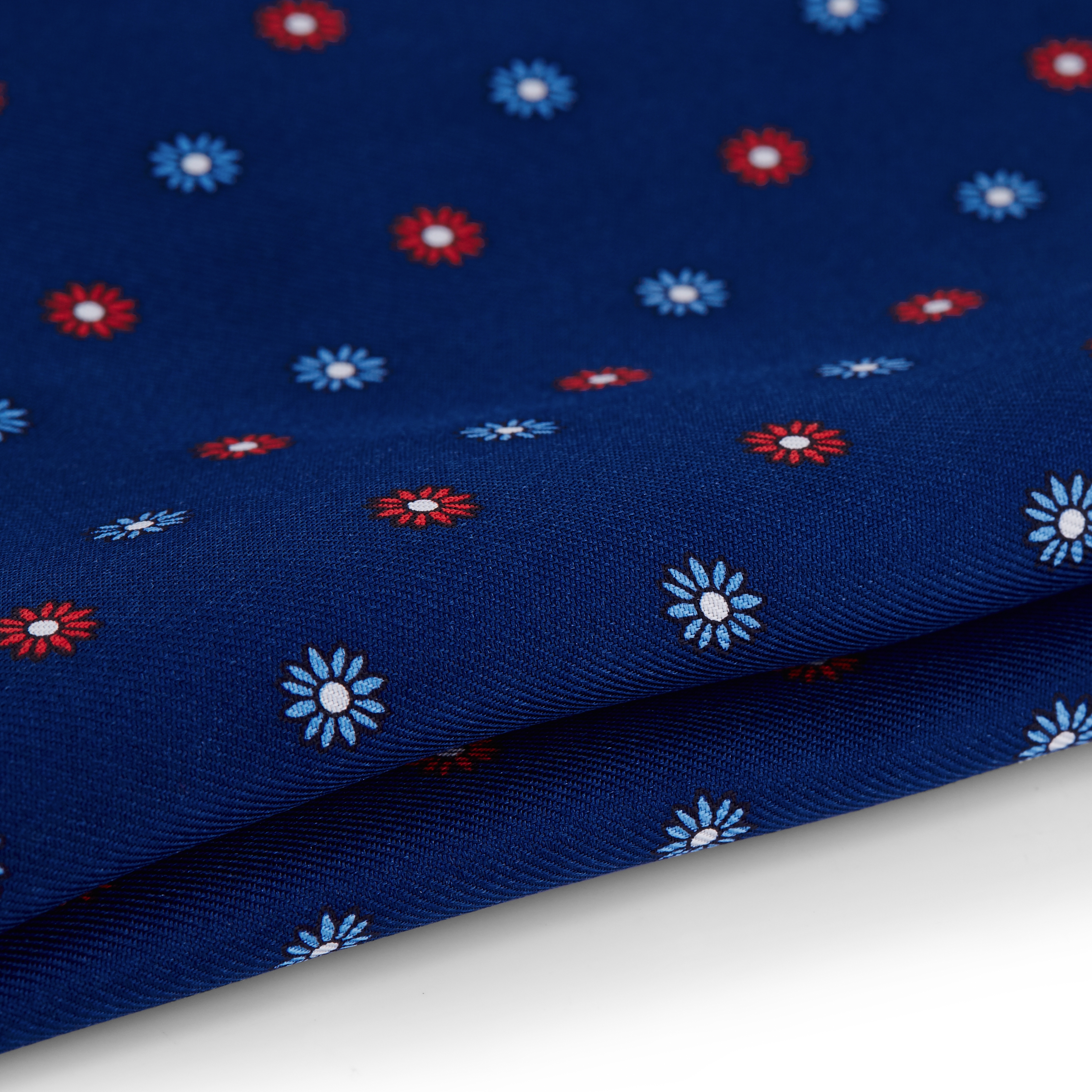 Marineblå og Rød Lommeklud med Blomstret Mønster - 2