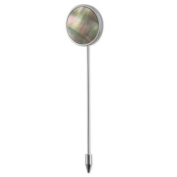 Geo Remix | Round Silver-Tone & Mother of Pearl Lapel Pin