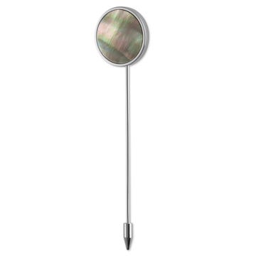 Geo Remix | Round Silver-Tone & Mother of Pearl Lapel Pin