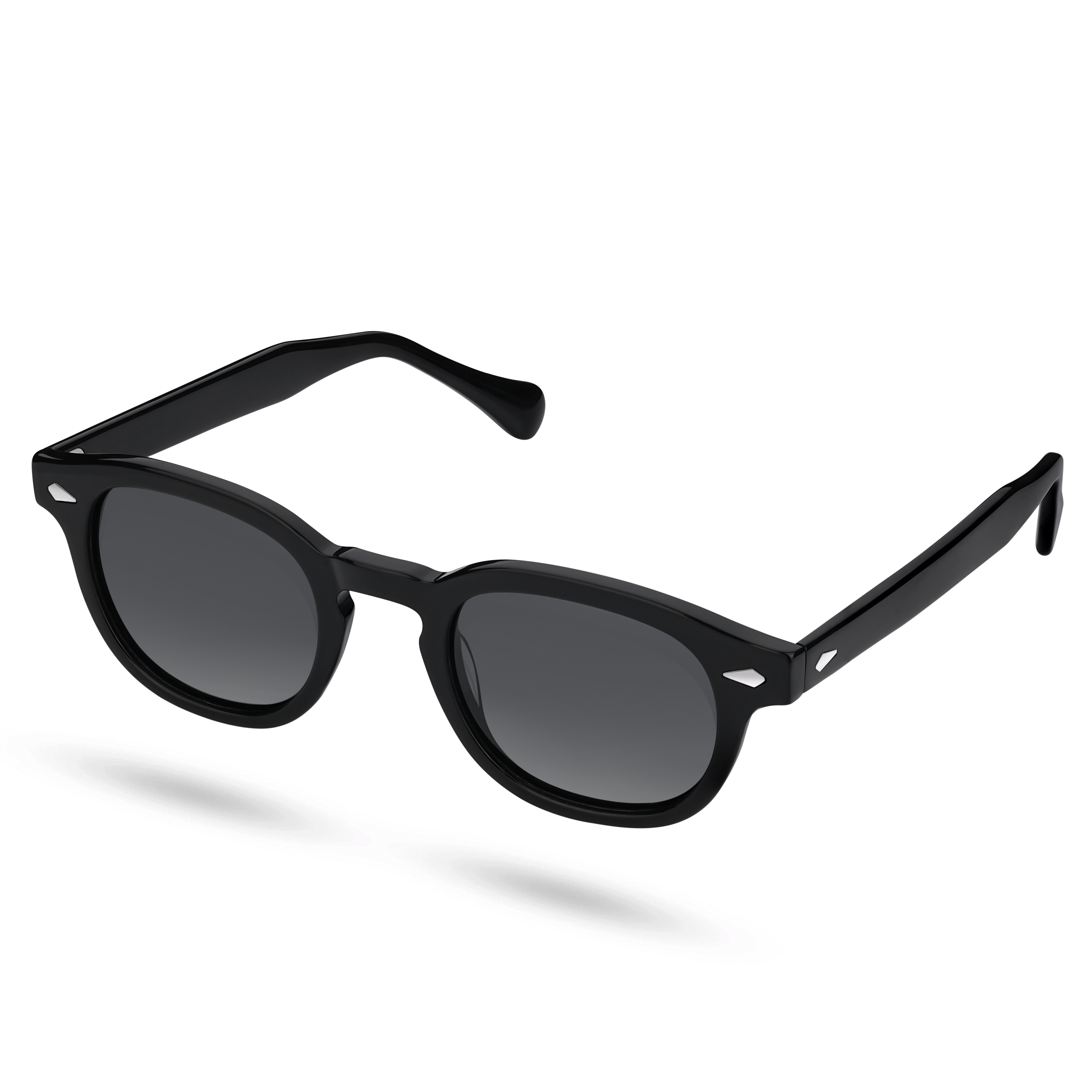 Black Round Horn Rimmed Polarised Sunglasses - 2
