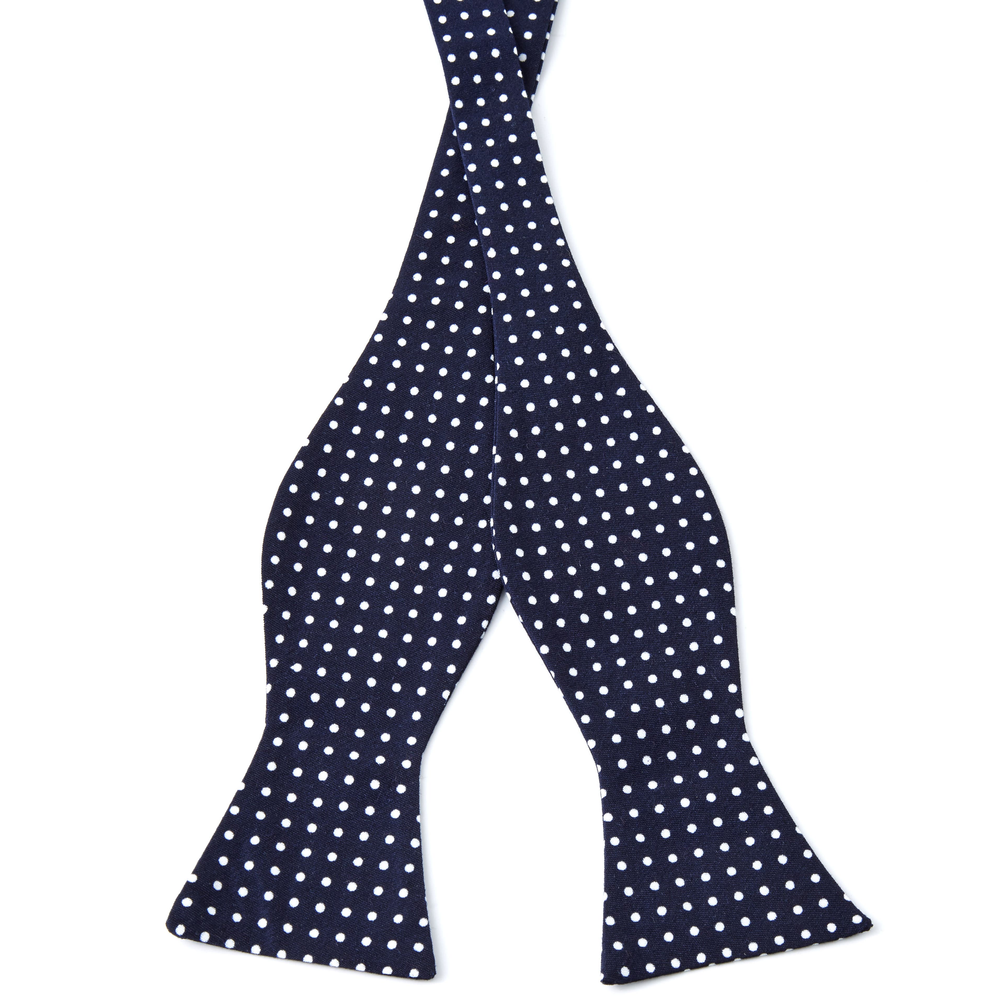Polka Dots Navy Cotton Self-Tie Bow Tie