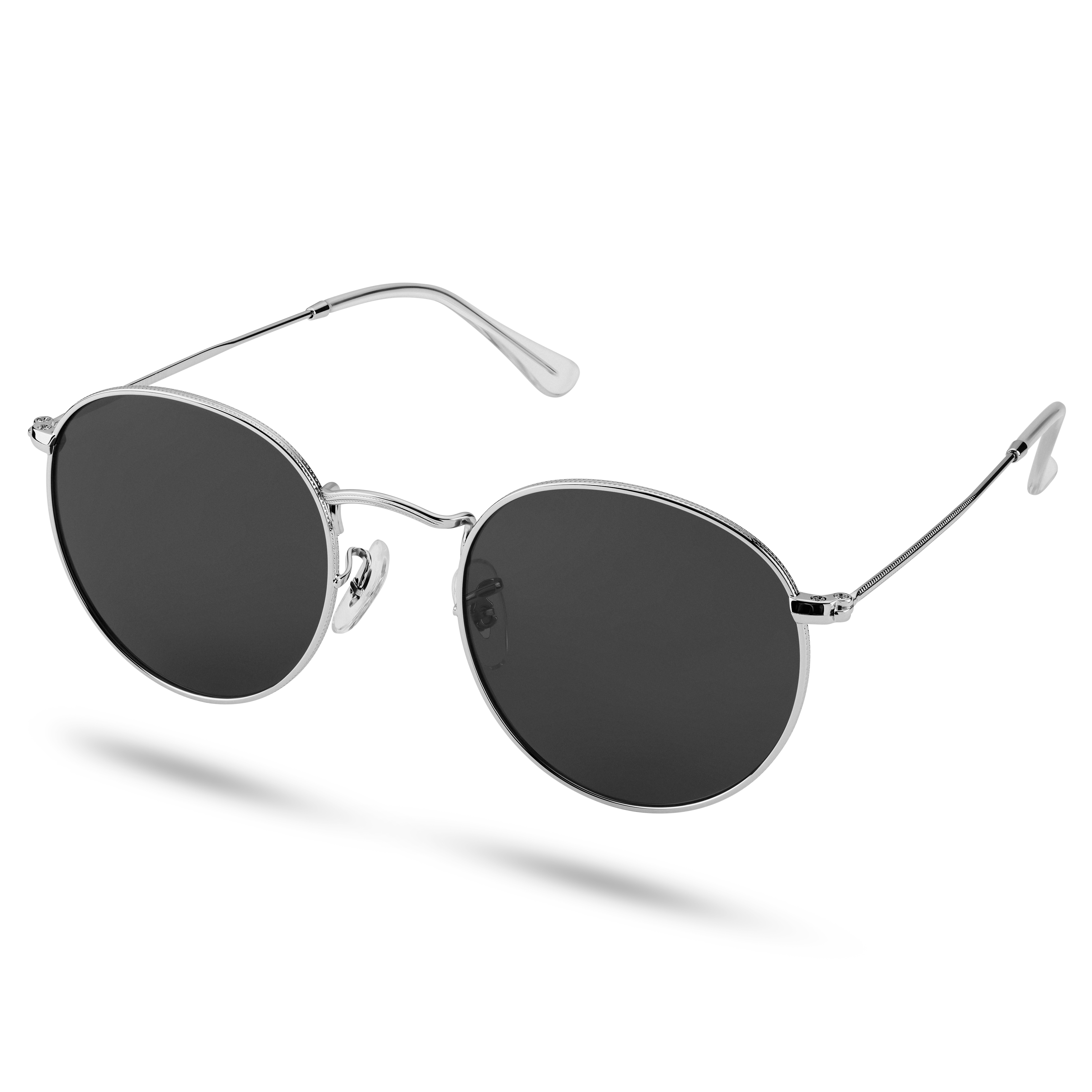 Поляризирани кръгли очила от хирургична стомана с черни стъкла - 2