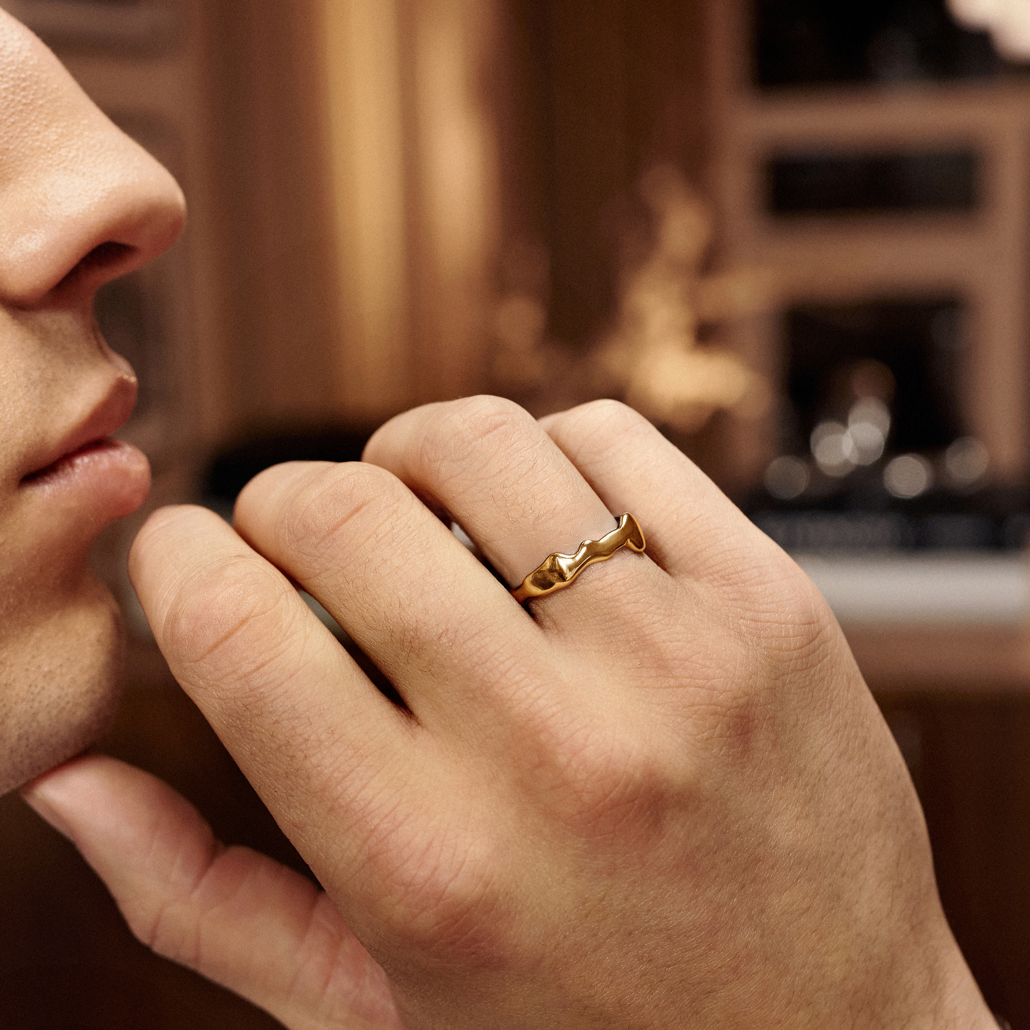 Molten | 6mm Gold-Tone Stainless Steel Wavy Ring - 3