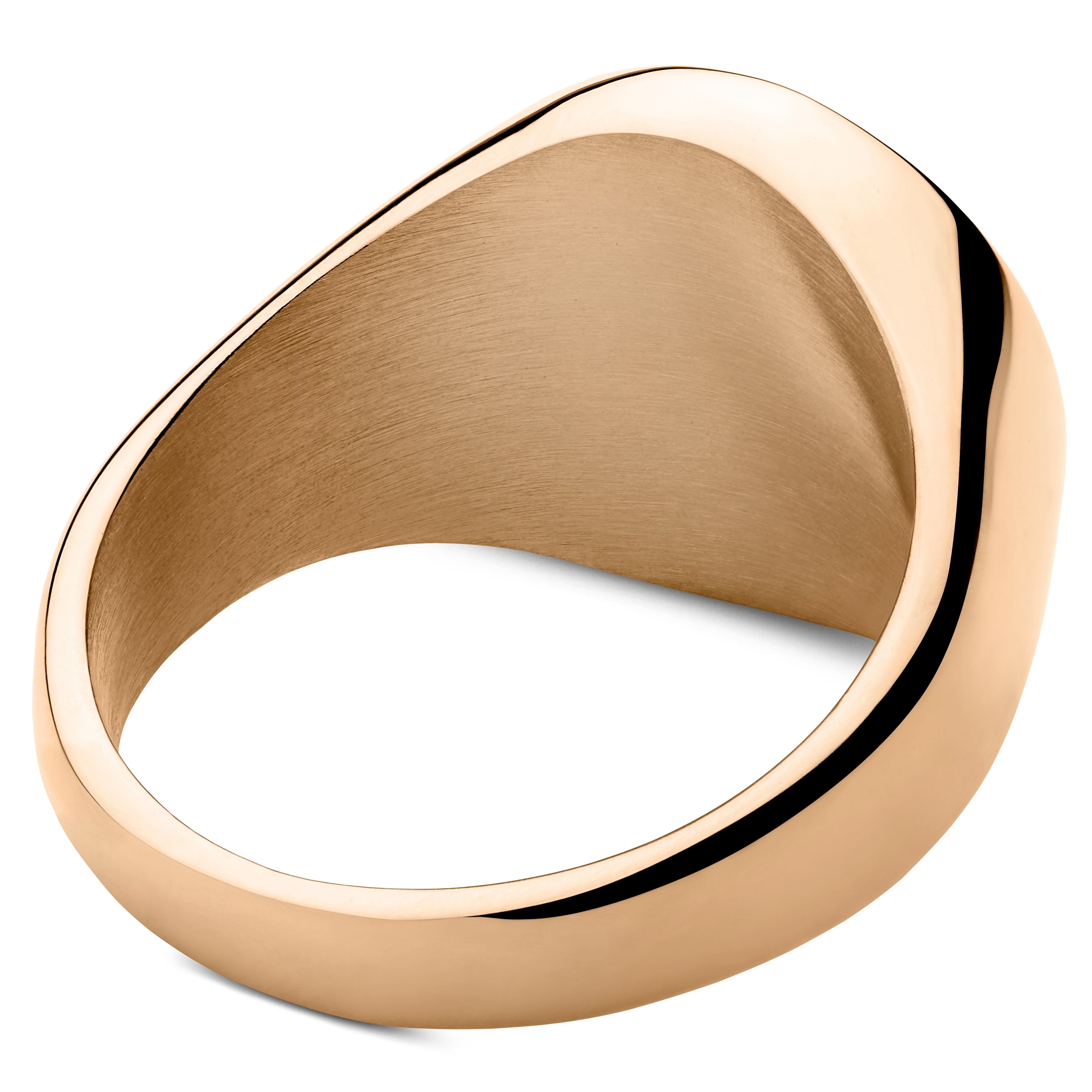 Розово-златист мъжки пръстен с печат компас от хирургическа стомана - 2