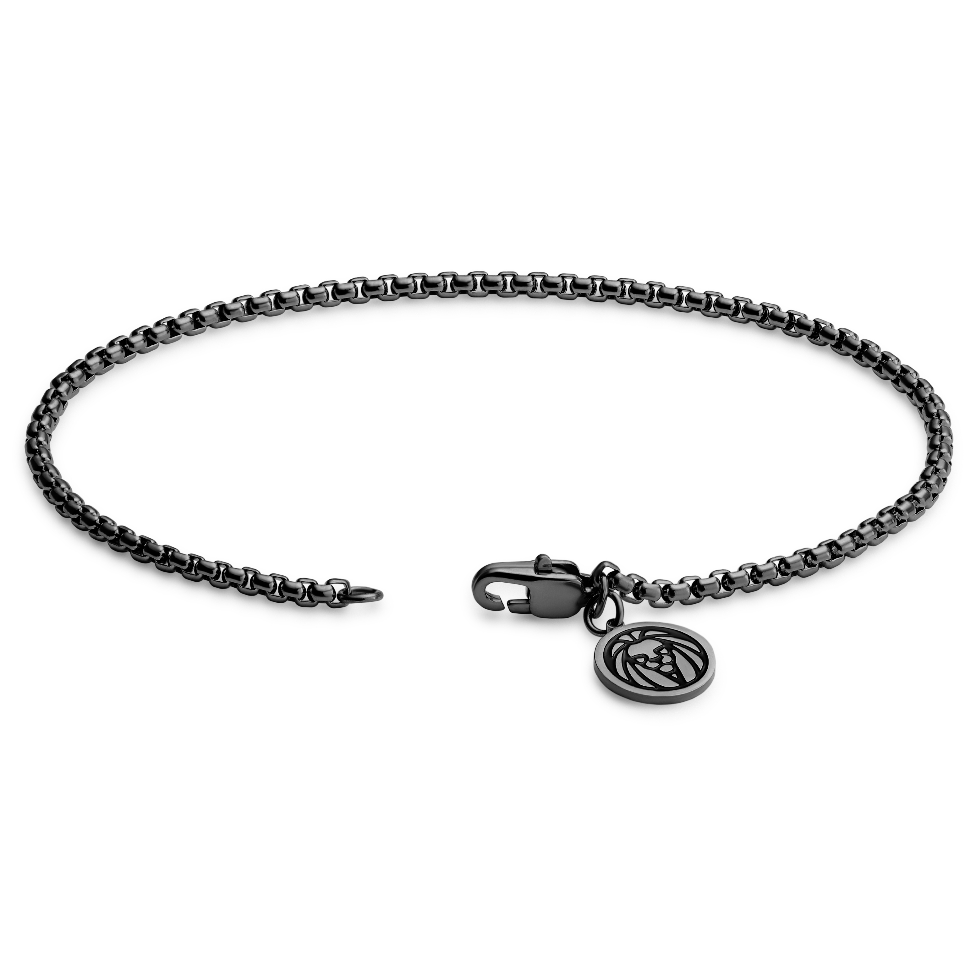 Essentials | 2 mm Gunmetal Schwarzes Quadratisches Box Kettenarmband - 3