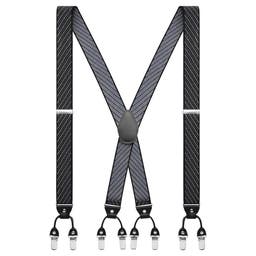 Vexel | Wide Blue & Brown Striped X-back Suspenders