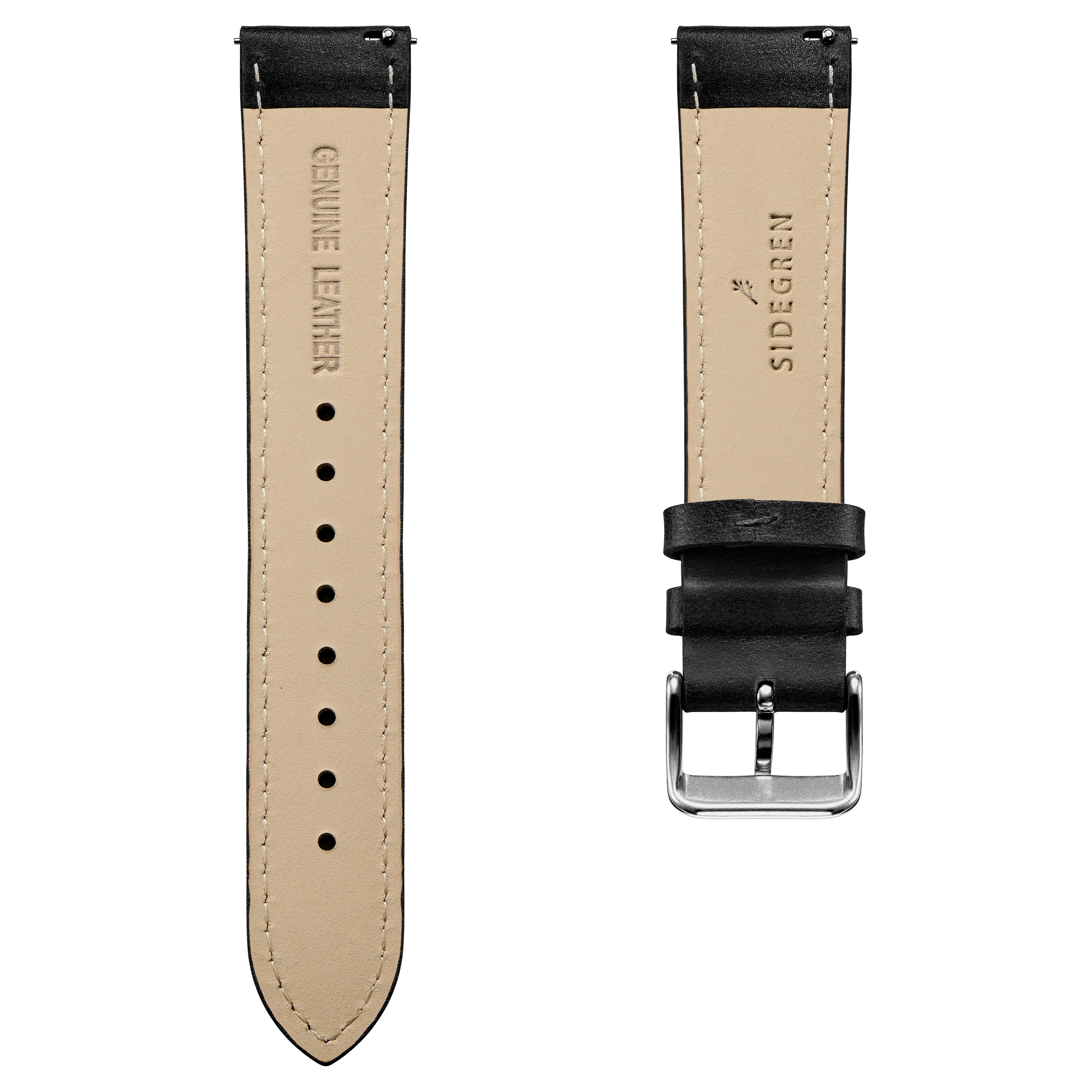 Olivier | Correas para reloj de cuero auténtico negro - 3