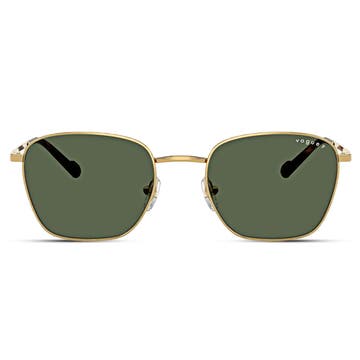 Hexagonal Gold-Tone & Green Polarised Sunglasses | Vogue 0VO4322S Hexagonal Gold-Tone & Green Polarised Sunglasses | Vogue 0VO4322S