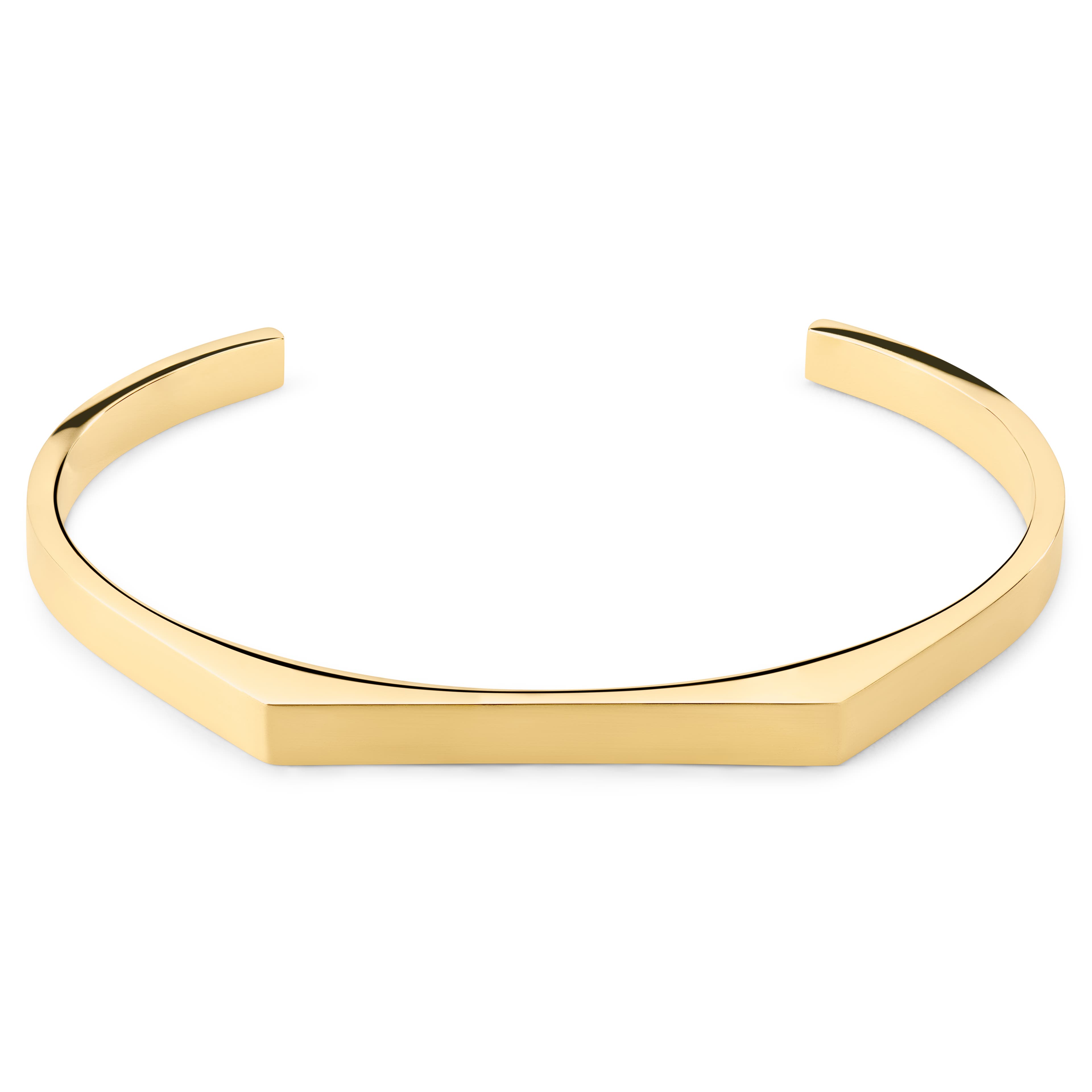 5 mm Matte Gold-Tone Adjustable Stainless Steel Angular Cuff Bracelet 5 mm Matte Gold-Tone Adjustable Stainless Steel Angular Cuff Bracelet
