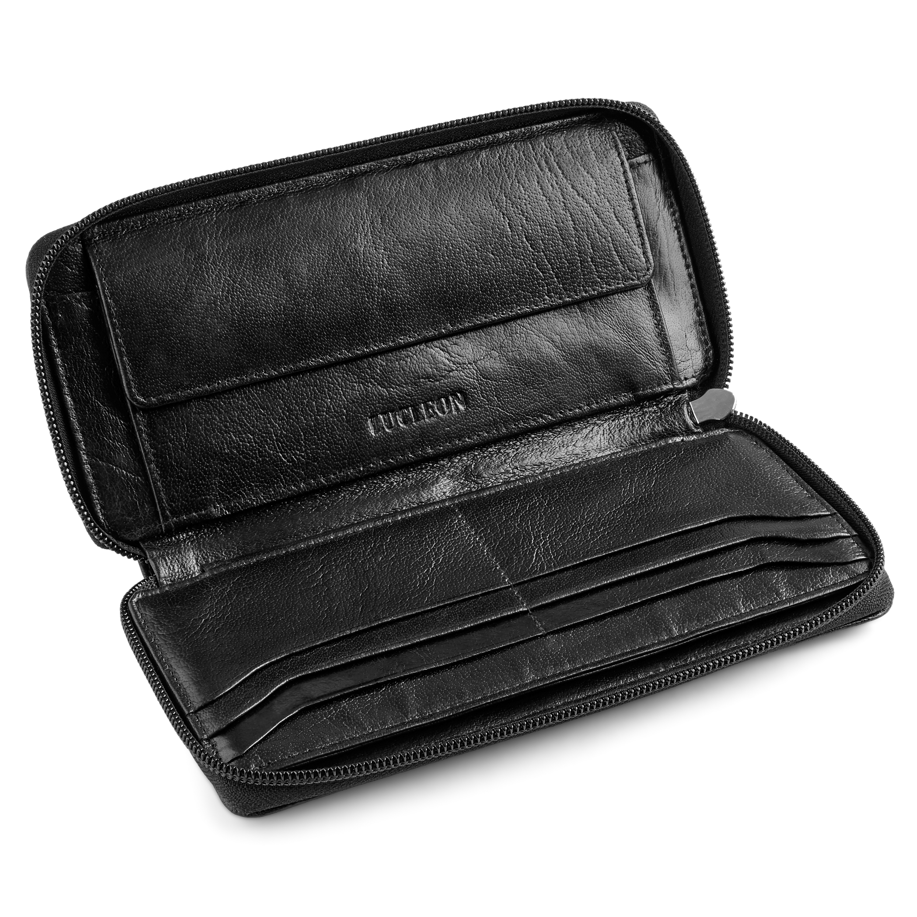 Kožená čierna peňaženka California v štýle harmoniky - 2