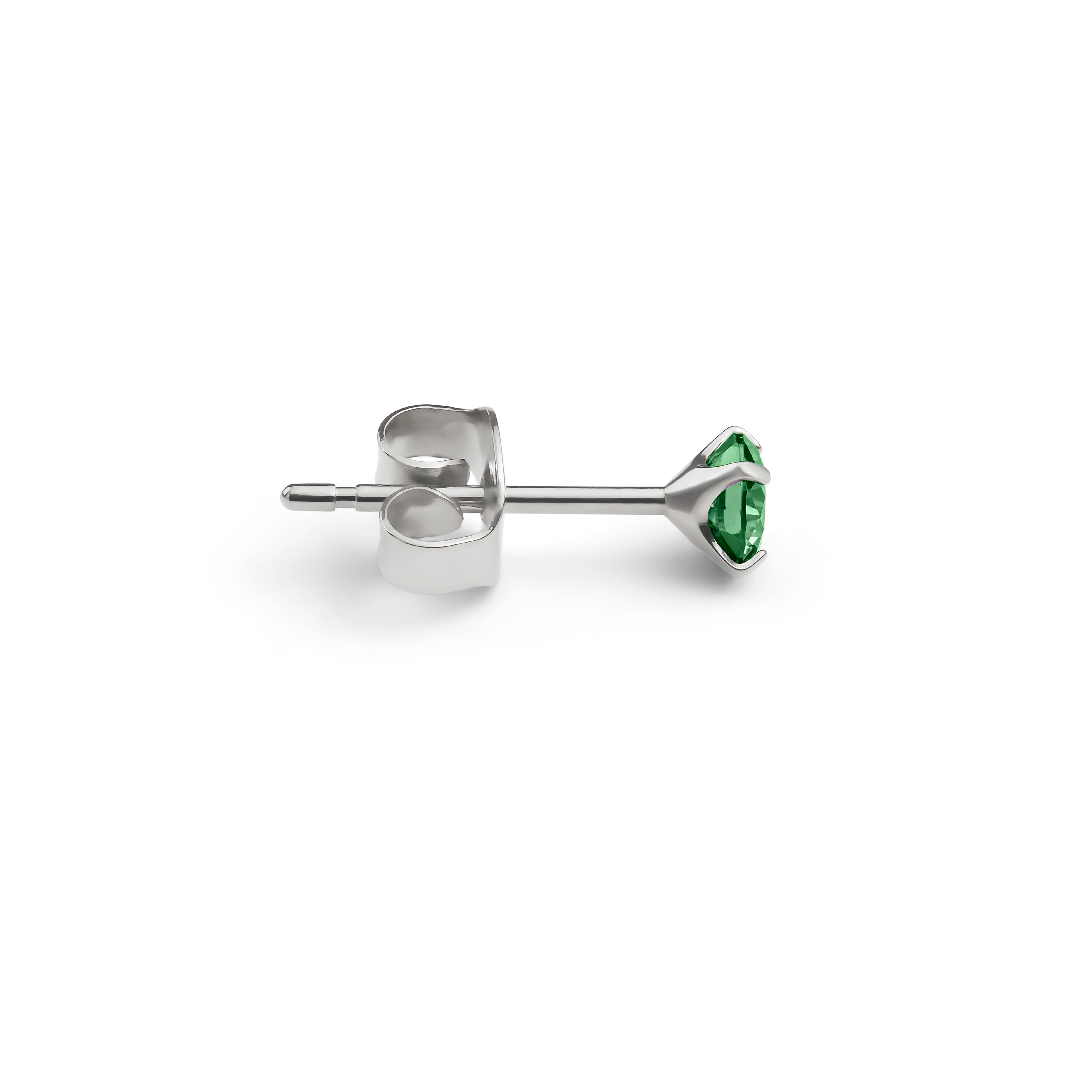 Aura | 4 mm pendiente de botón de titanio con circonita verde oscuro - 2