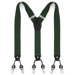 Wide Dark Green Clip-On Suspenders