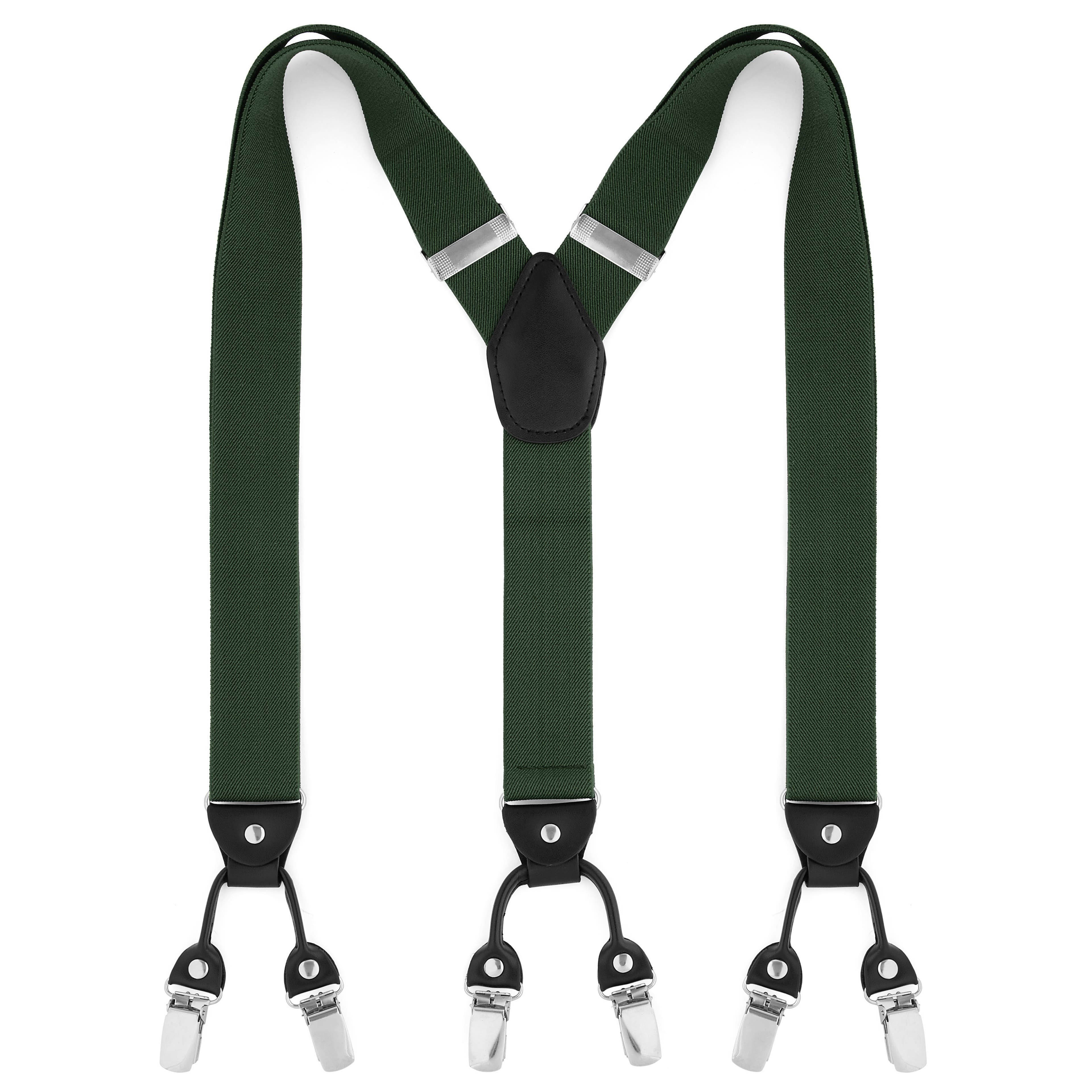 Wide Dark Green Clip-On Braces