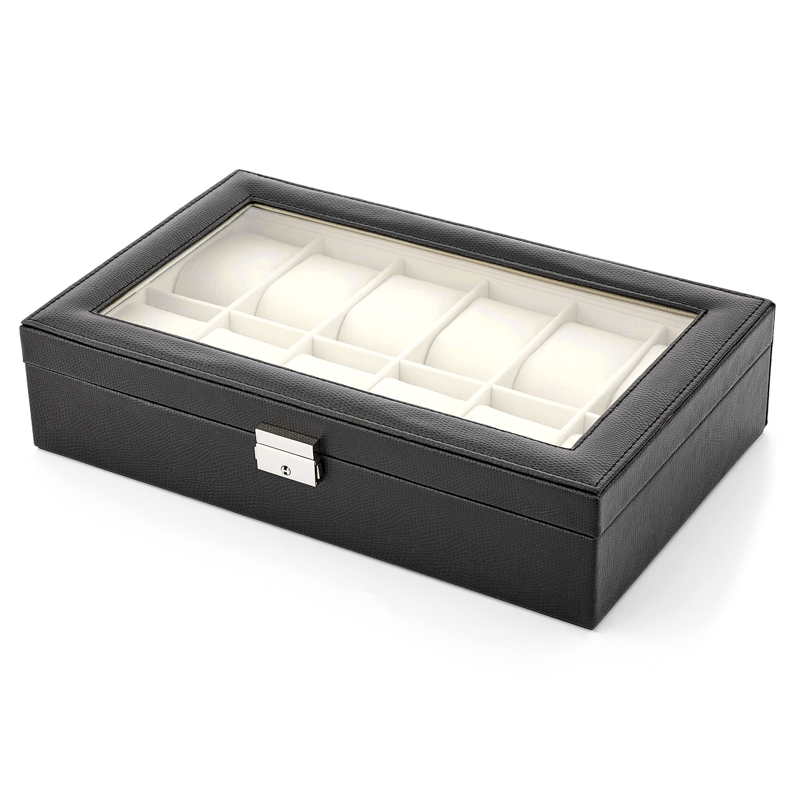 Zwarte Snakeskin Horlogedoos - 12 Horloges - 1