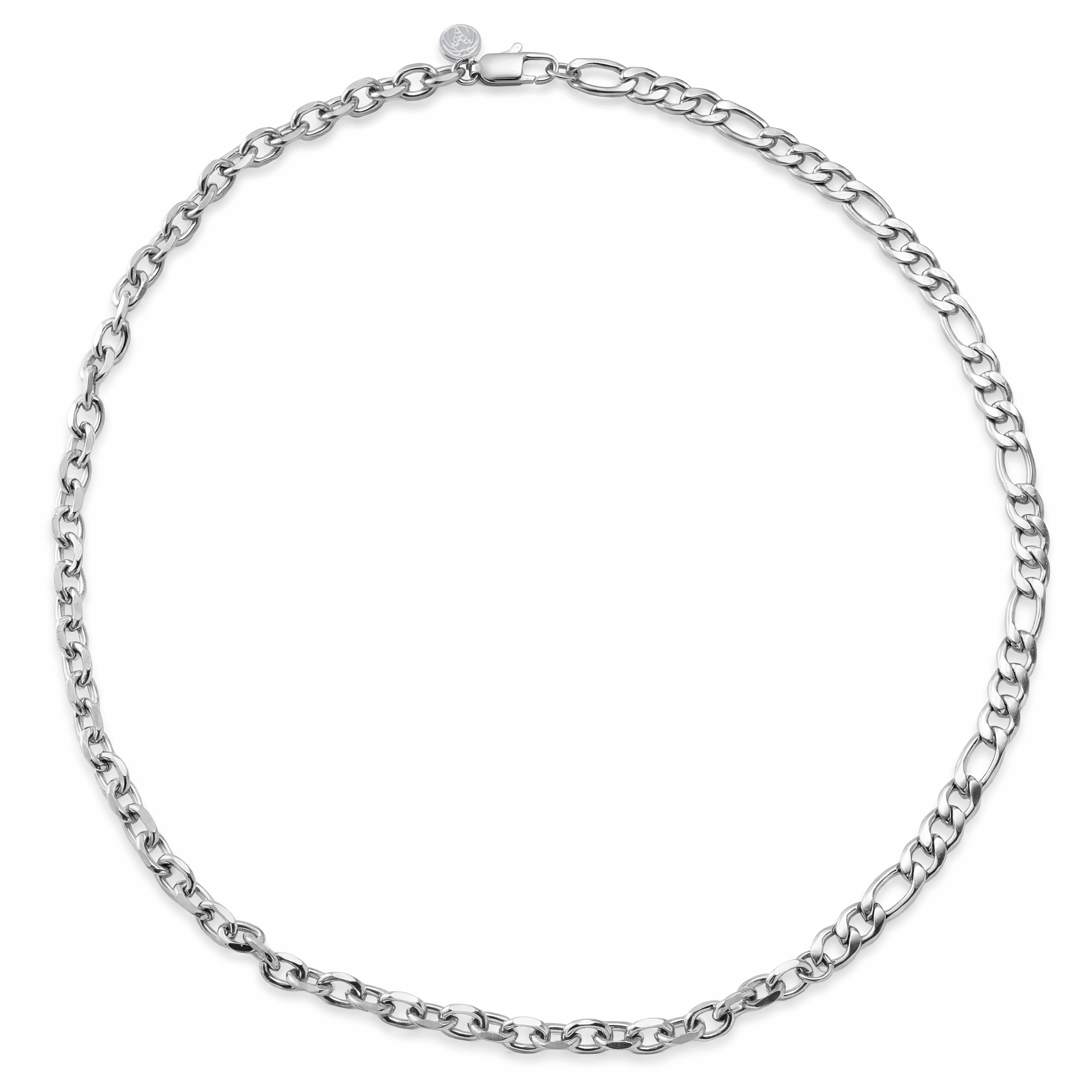 New Classics | Ezüst tónusú rozsdamentes acél dupla láncszemes anker és Figaro lánc nyaklánc 6 mm - 2