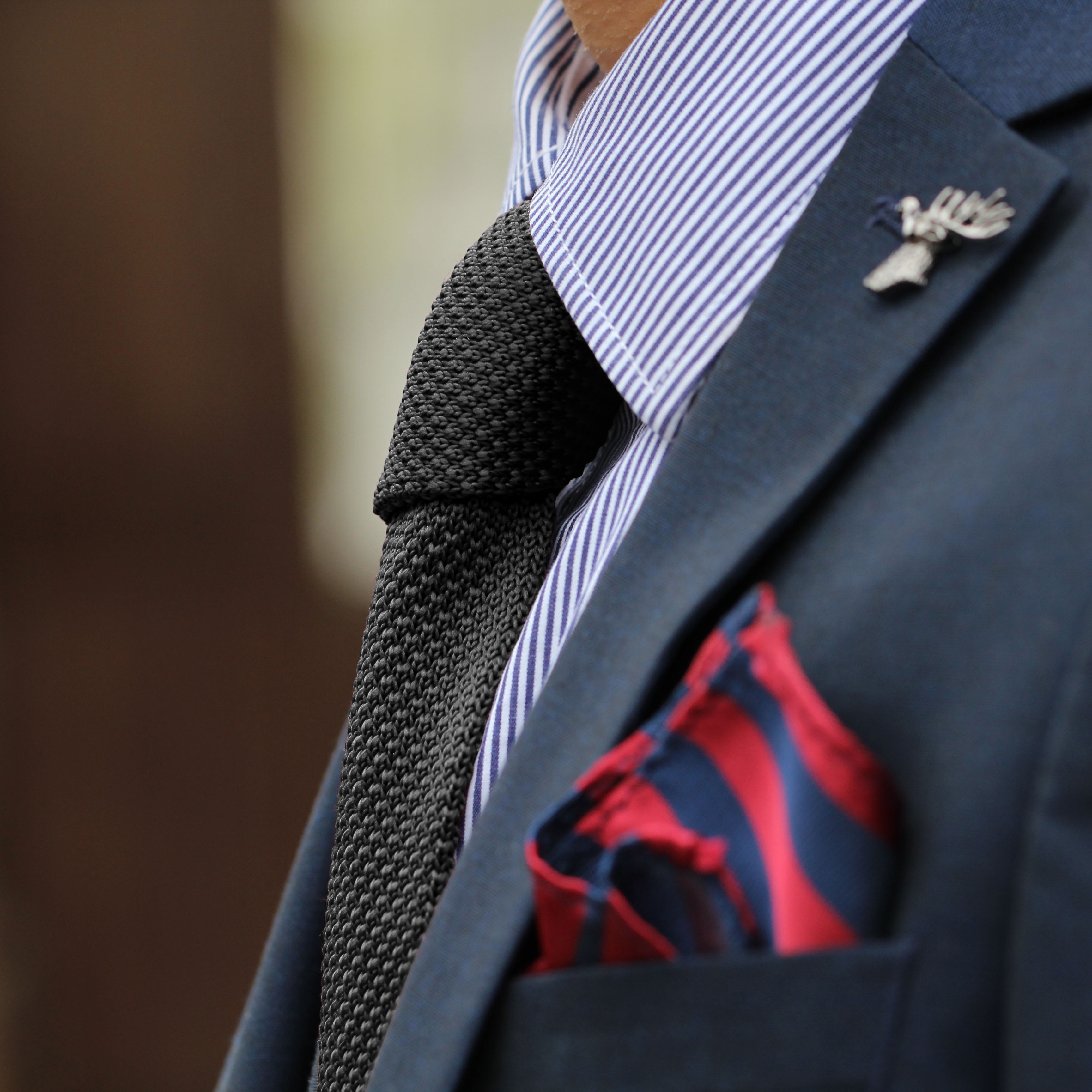 Ash Grey Polyester Knitted Tie - 4