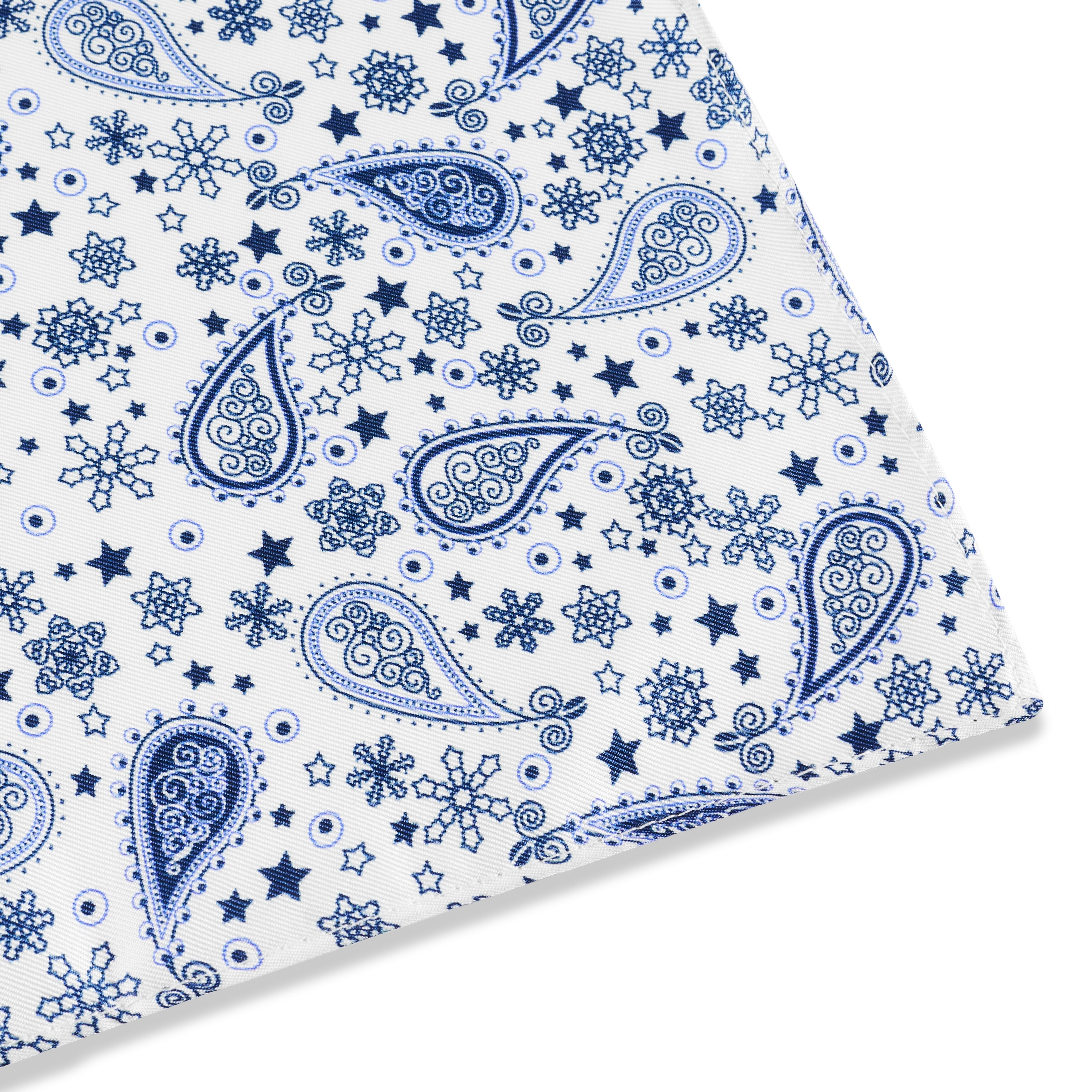 Fehér és kék paisley mintás selyem nyaksál - 4