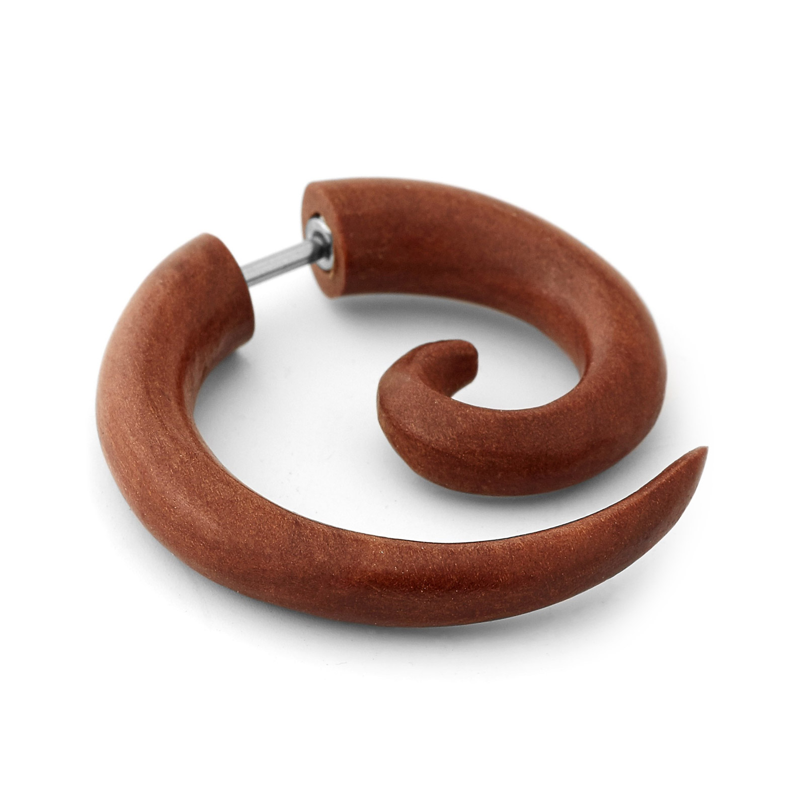 Brauner Großer Spiralen Fake Plug Ohrstecker - 2